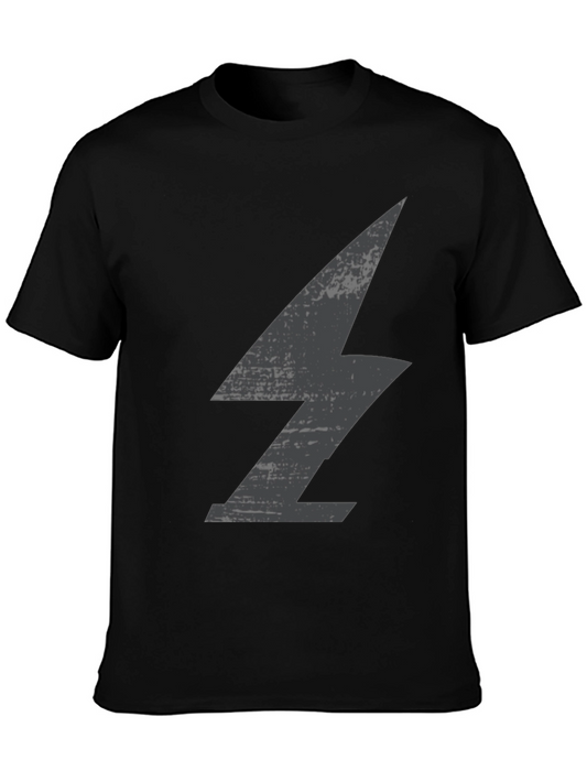 Mens Black T-Shirt with Lightning Bolt Graphic