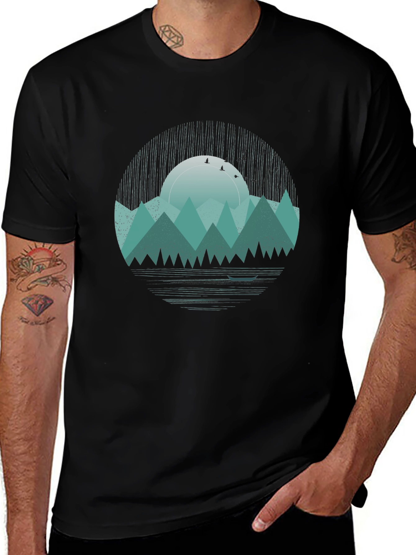Mountain Sunset Graphic Tee - Black