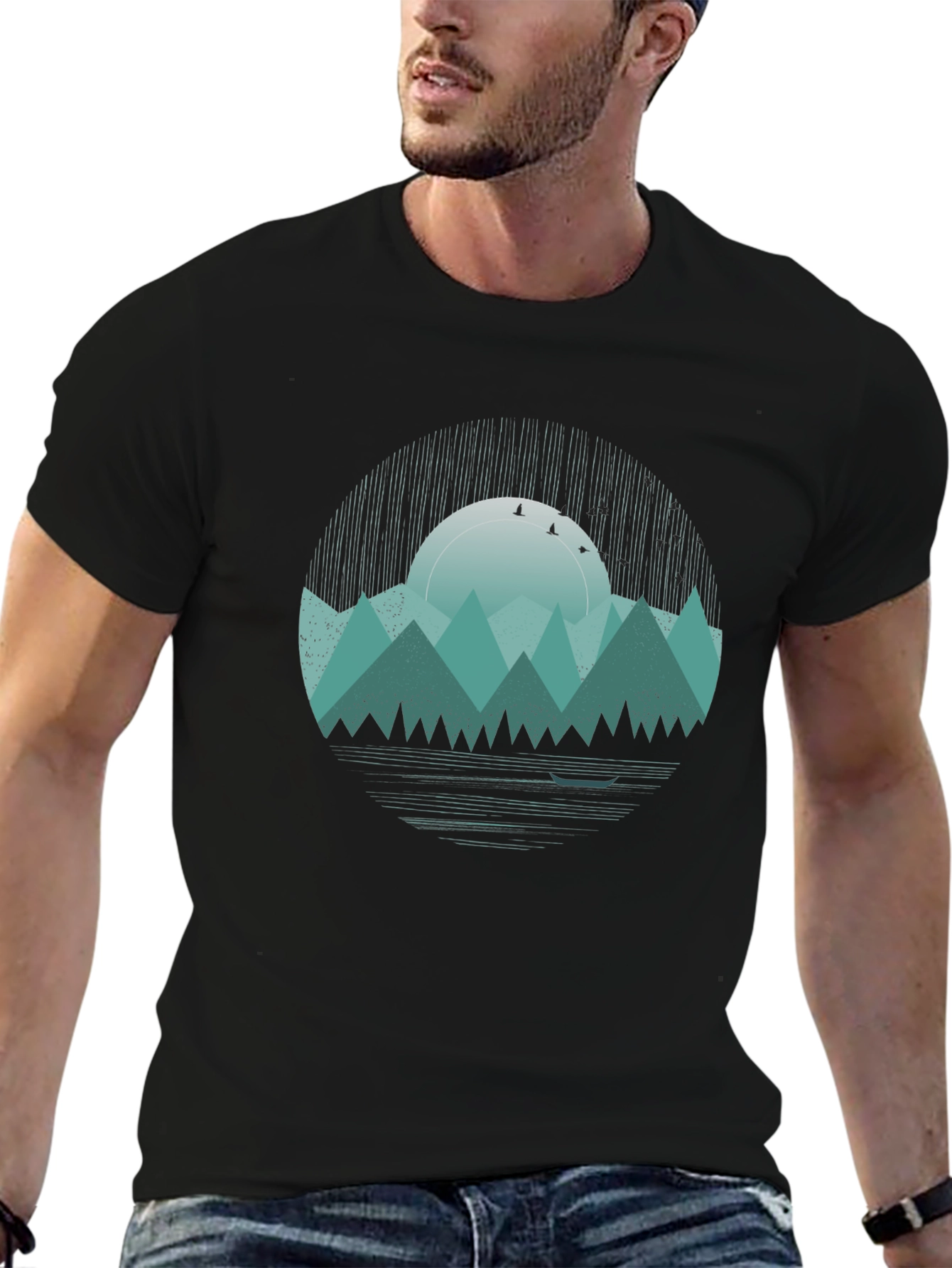 Mountain Sunset Graphic Tee - Black