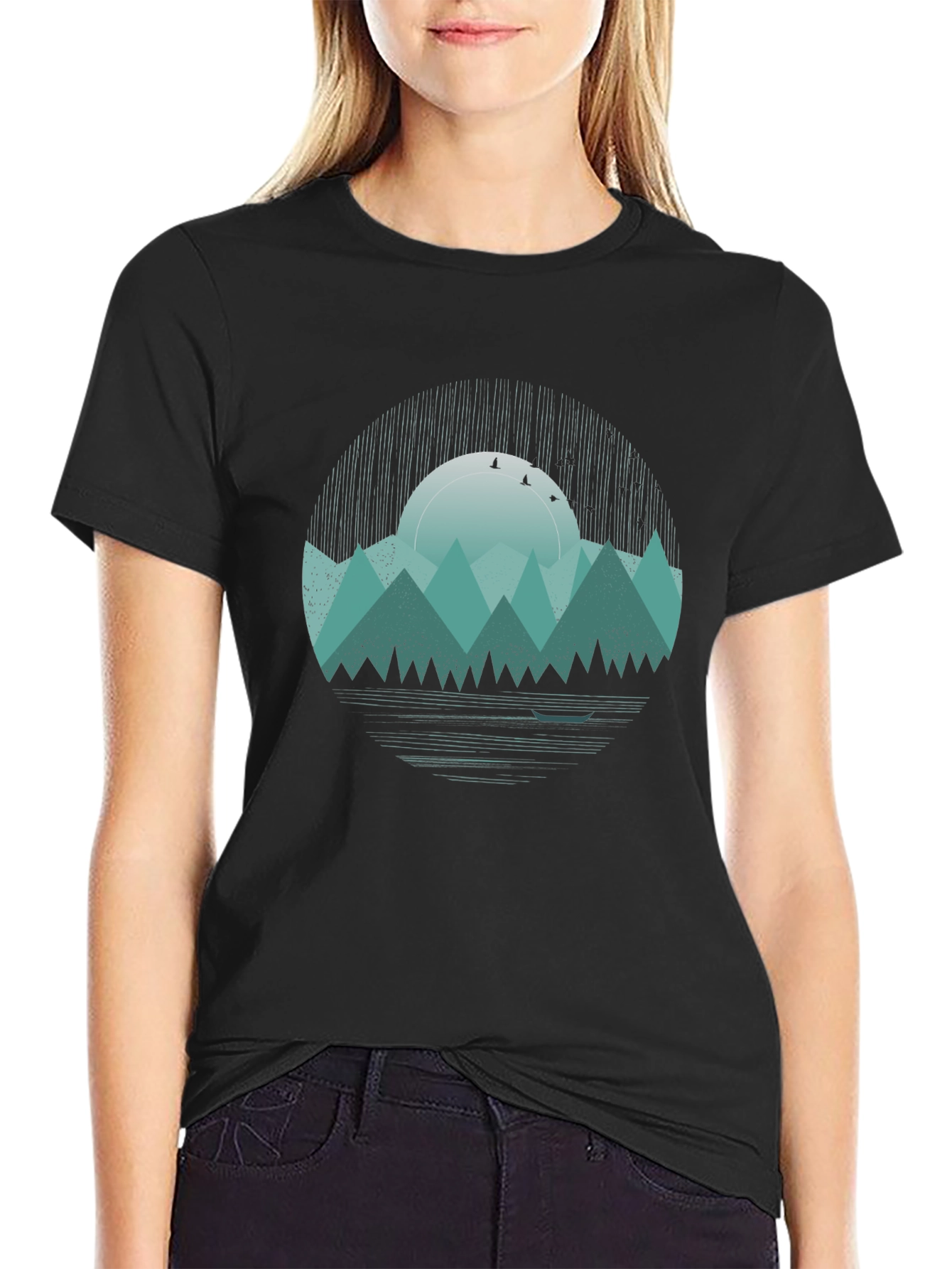 Mountain Sunset Graphic Tee - Black
