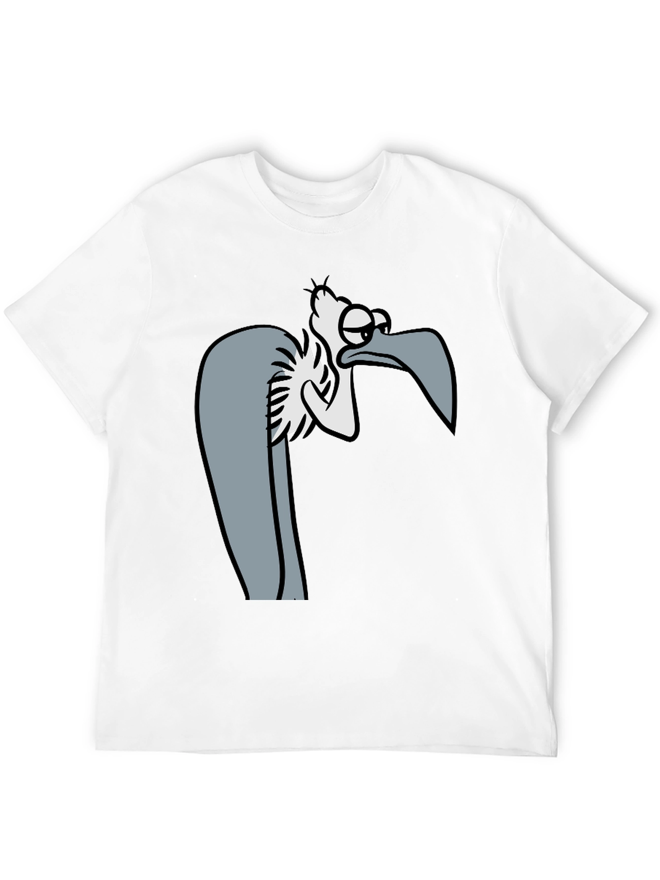 Funny Cartoon Vulture Graphic Black T-Shirt