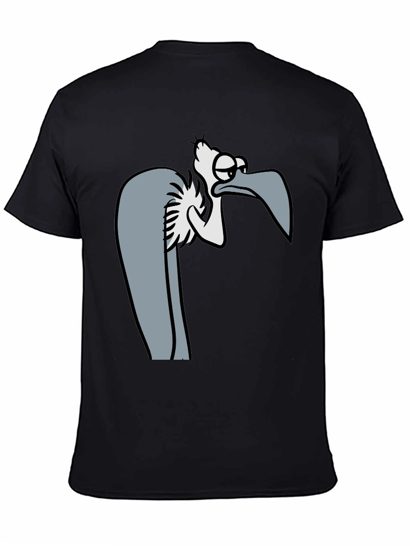 Funny Cartoon Vulture Graphic Black T-Shirt