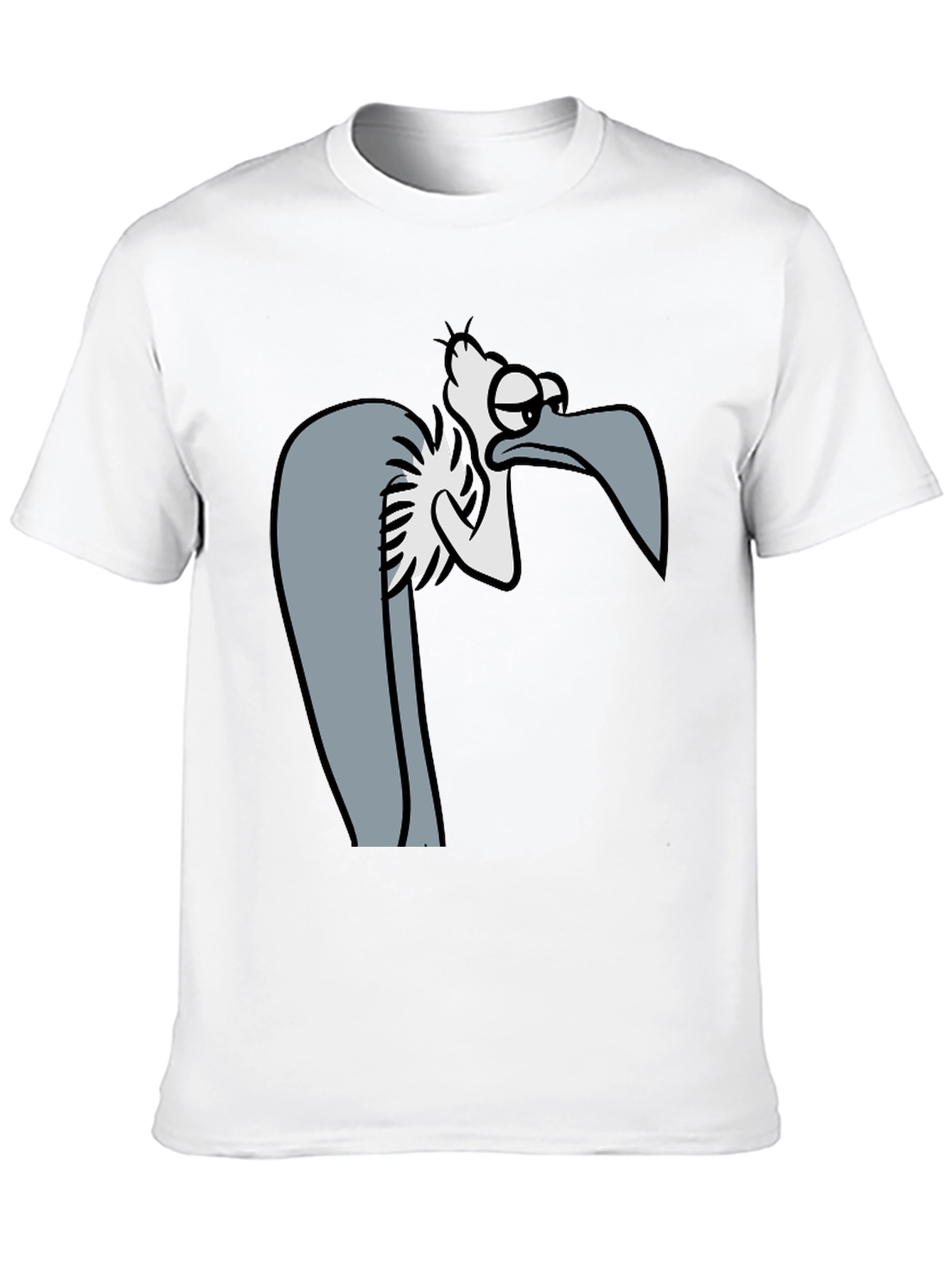 Funny Cartoon Vulture Graphic Black T-Shirt
