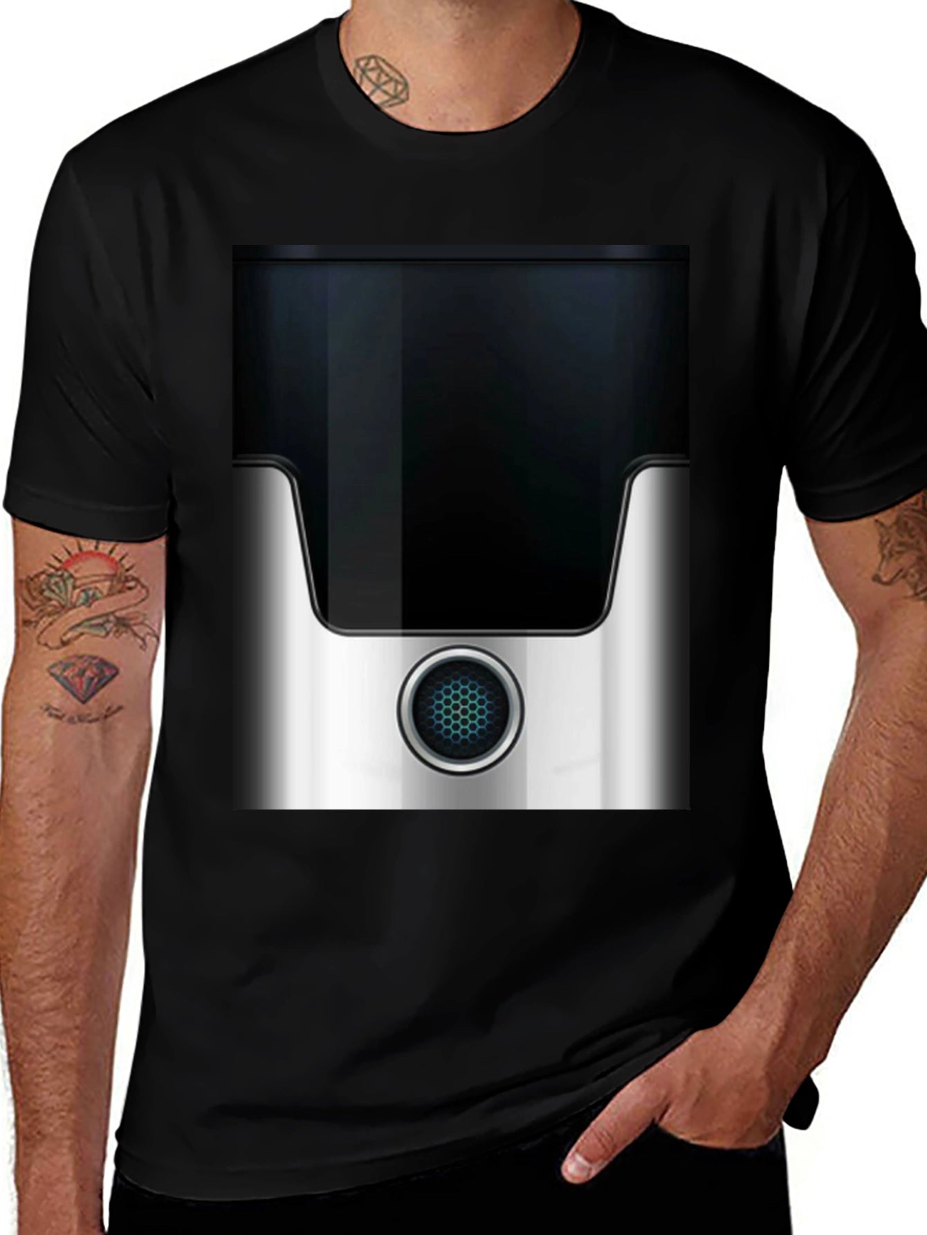 Abstract Black & Silver Graphic Print Mens T-Shirt
