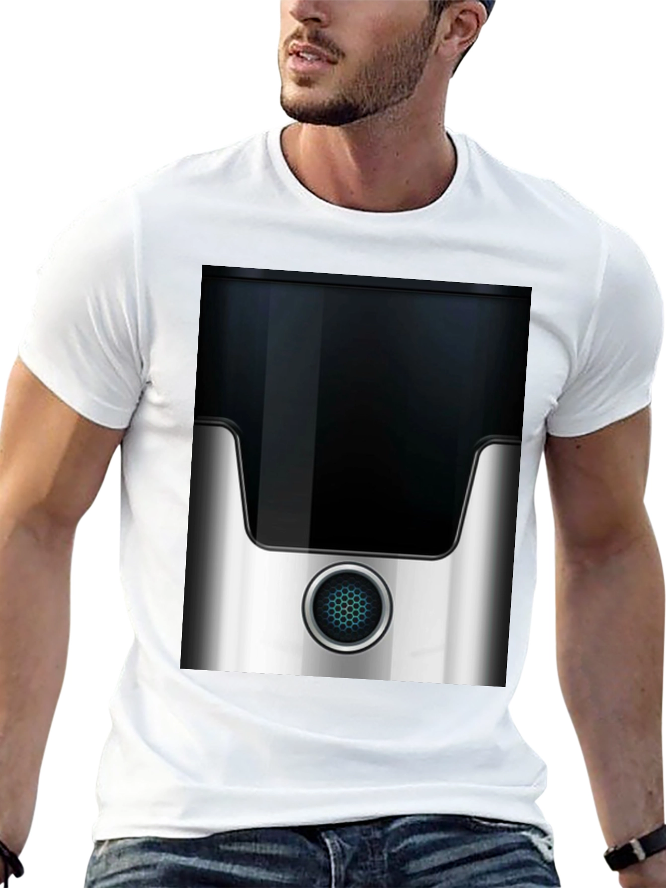 Abstract Black & Silver Graphic Print Mens T-Shirt
