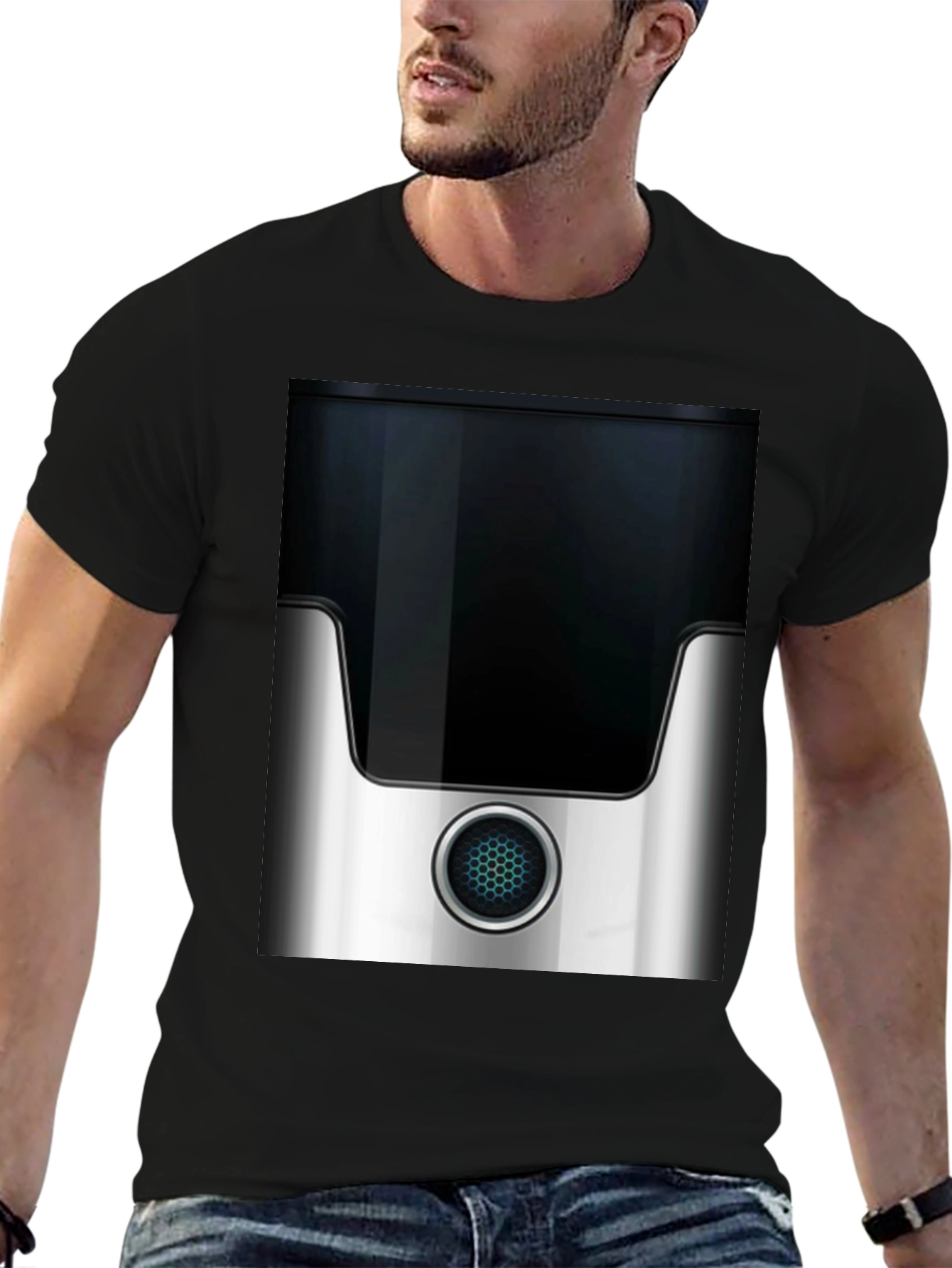 Abstract Black & Silver Graphic Print Mens T-Shirt