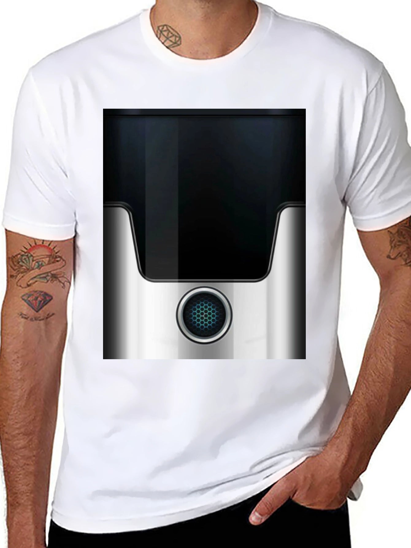 Abstract Black & Silver Graphic Print Mens T-Shirt