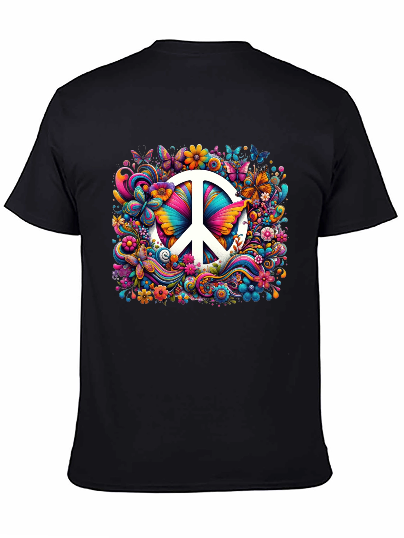 Peace Sign Floral Butterfly T-Shirt