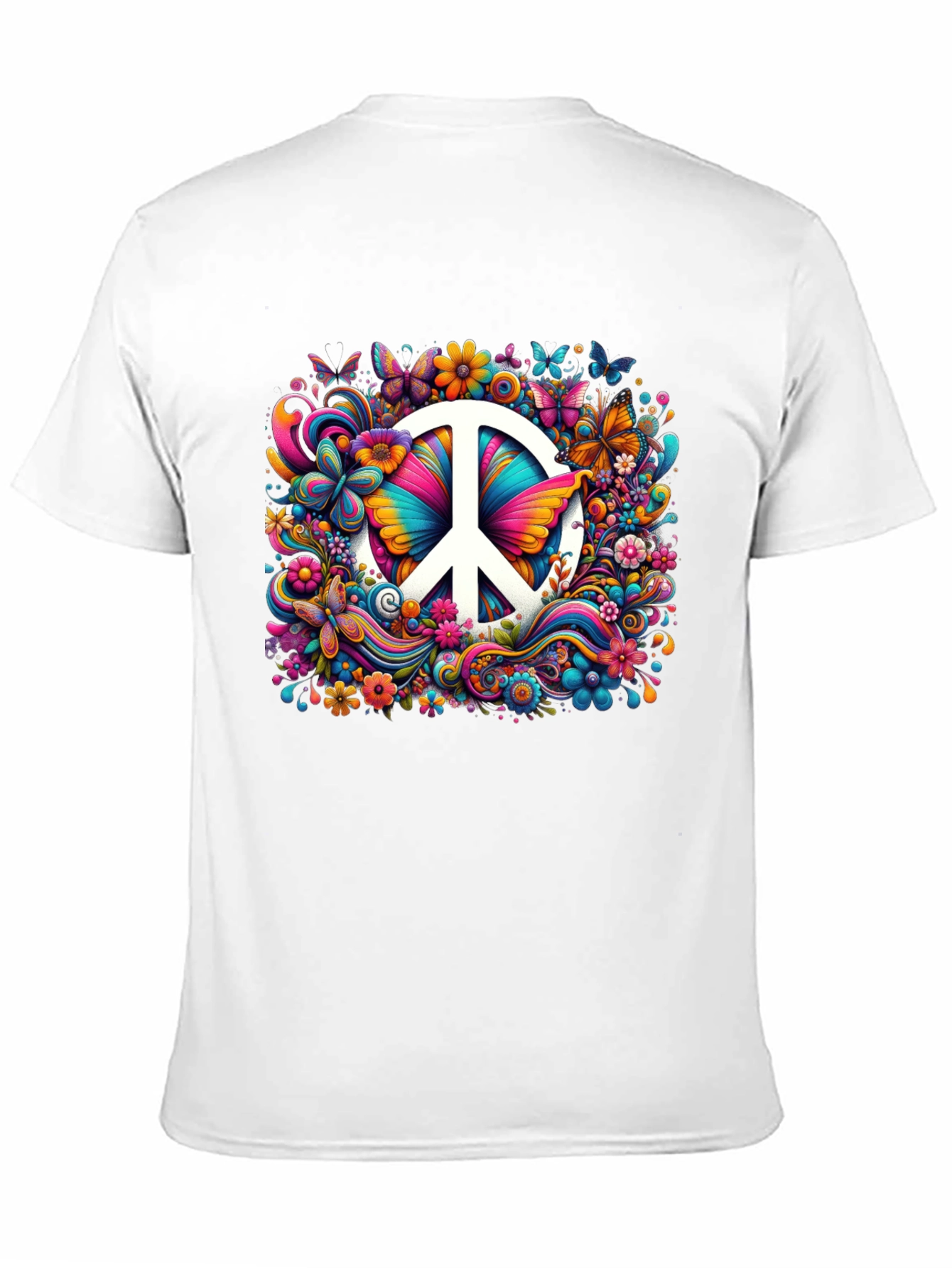 Peace Sign Floral Butterfly T-Shirt
