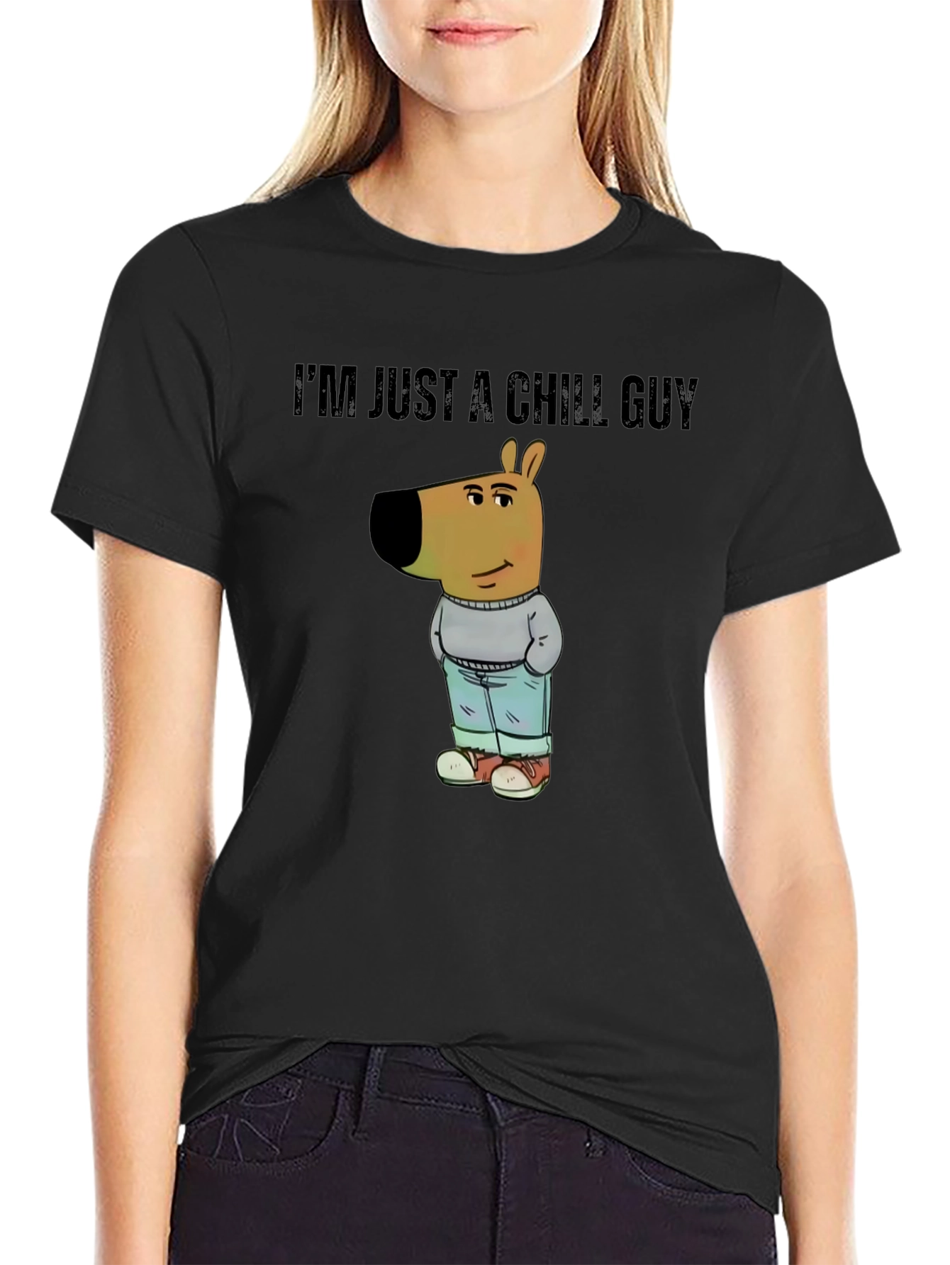 Chill Guy Cartoon Dog T-Shirt