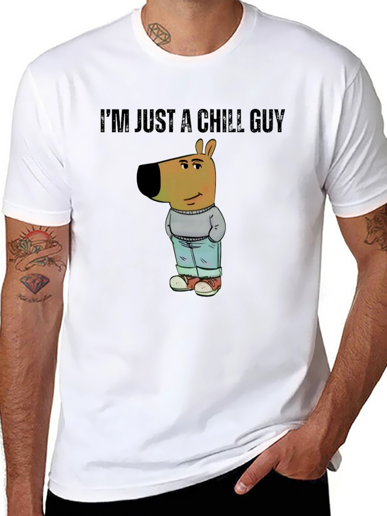 Chill Guy Cartoon Dog T-Shirt