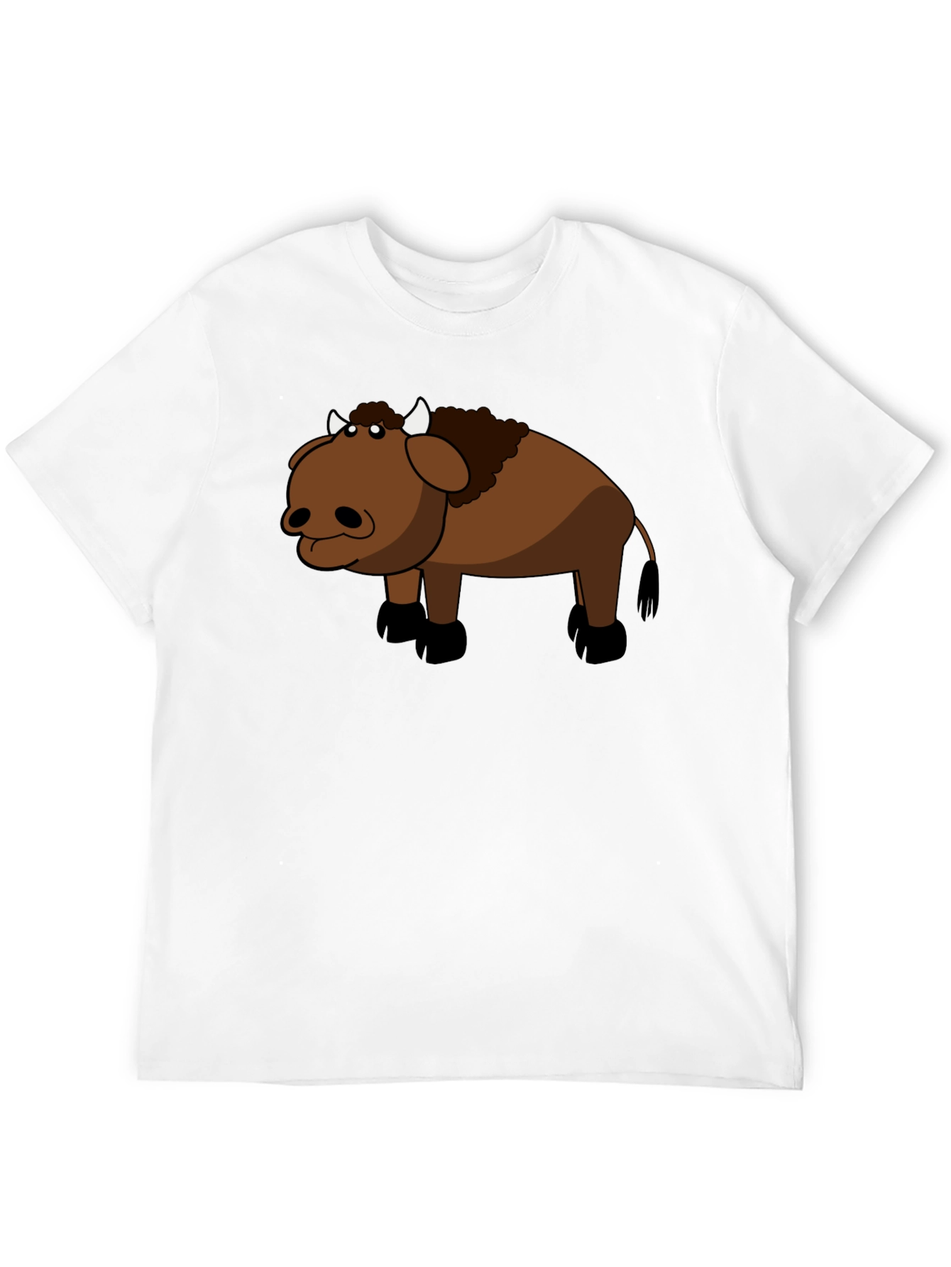 Cartoon Buffalo Graphic Black T-Shirt
