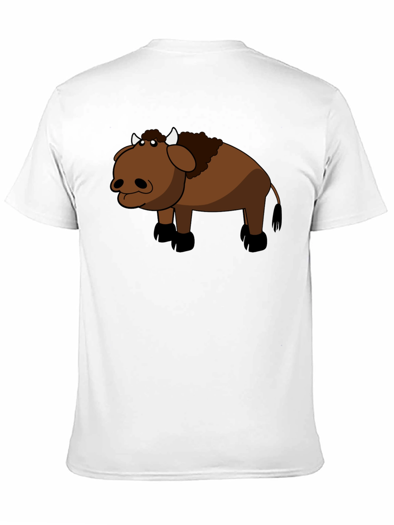 Cartoon Buffalo Graphic Black T-Shirt
