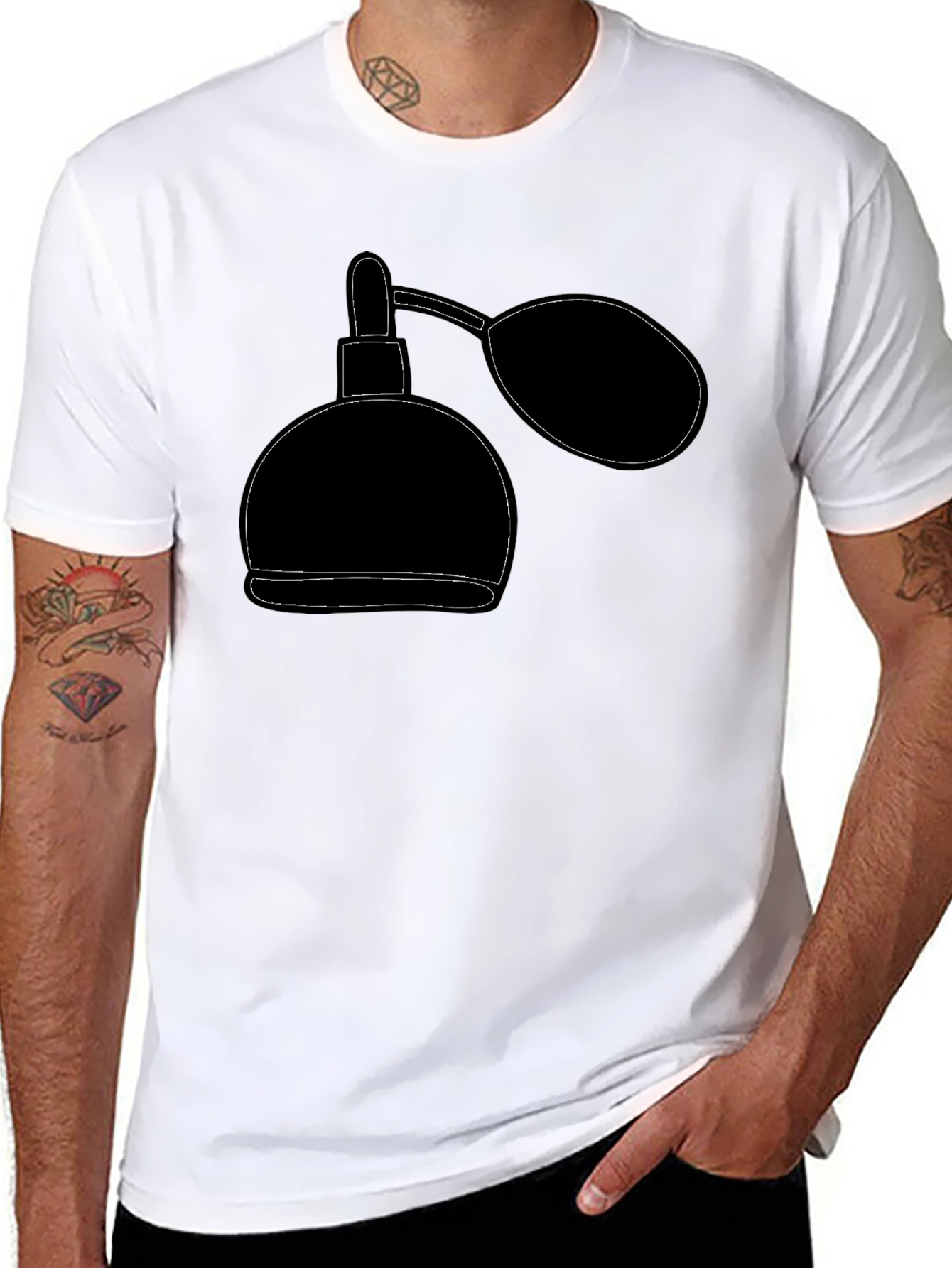 Retro Perfume Bottle Graphic Tee - Stylish Black T-Shirt