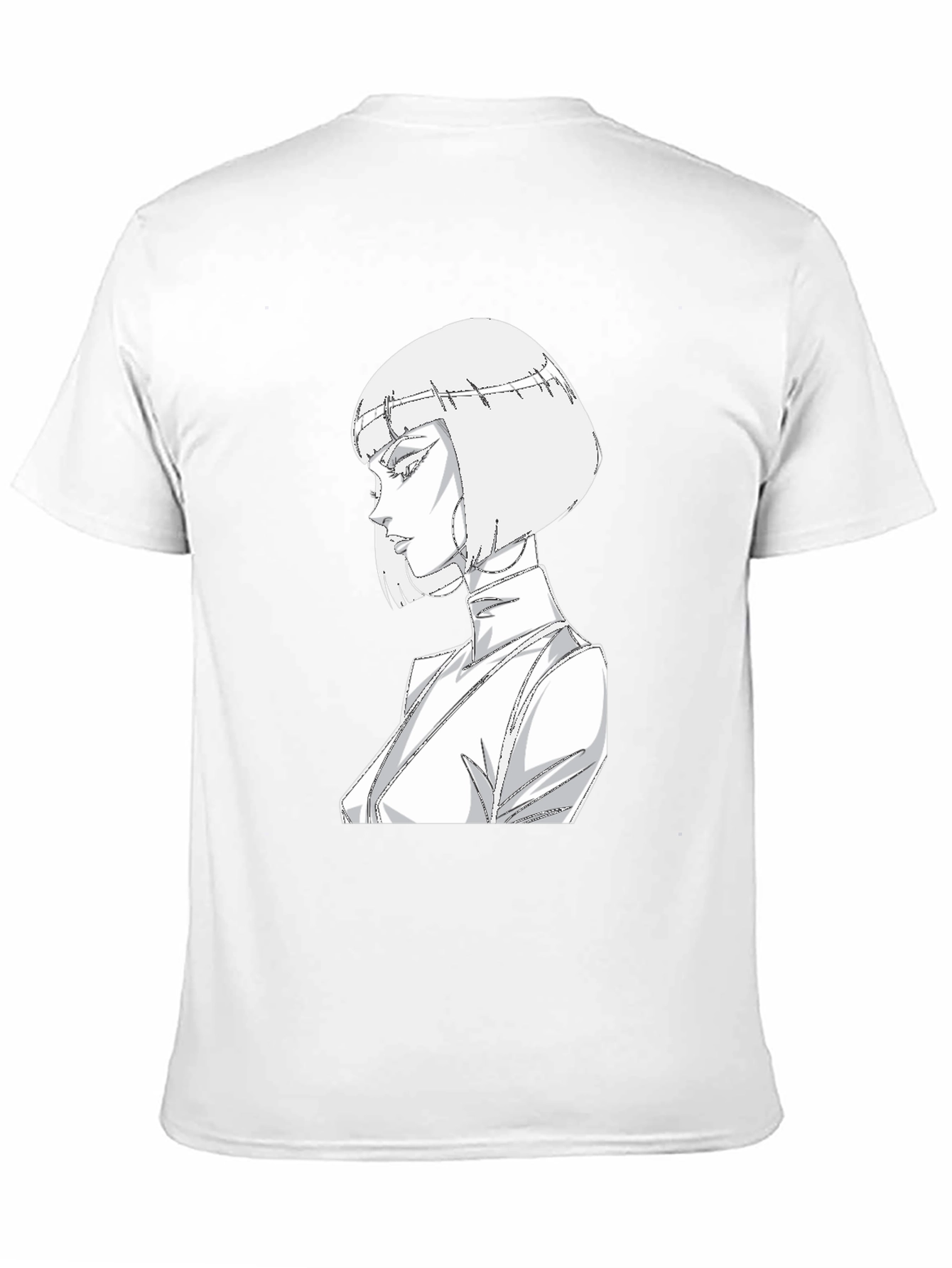 Abstract Anime Girl Graphic Tee - Black