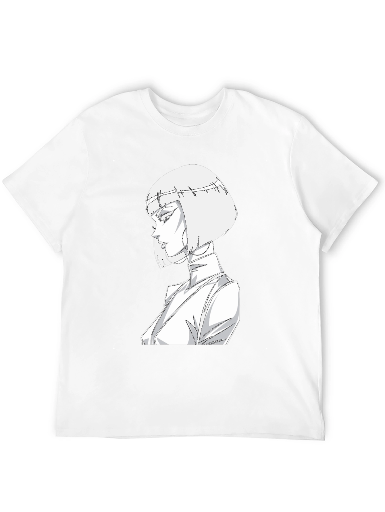 Abstract Anime Girl Graphic Tee - Black