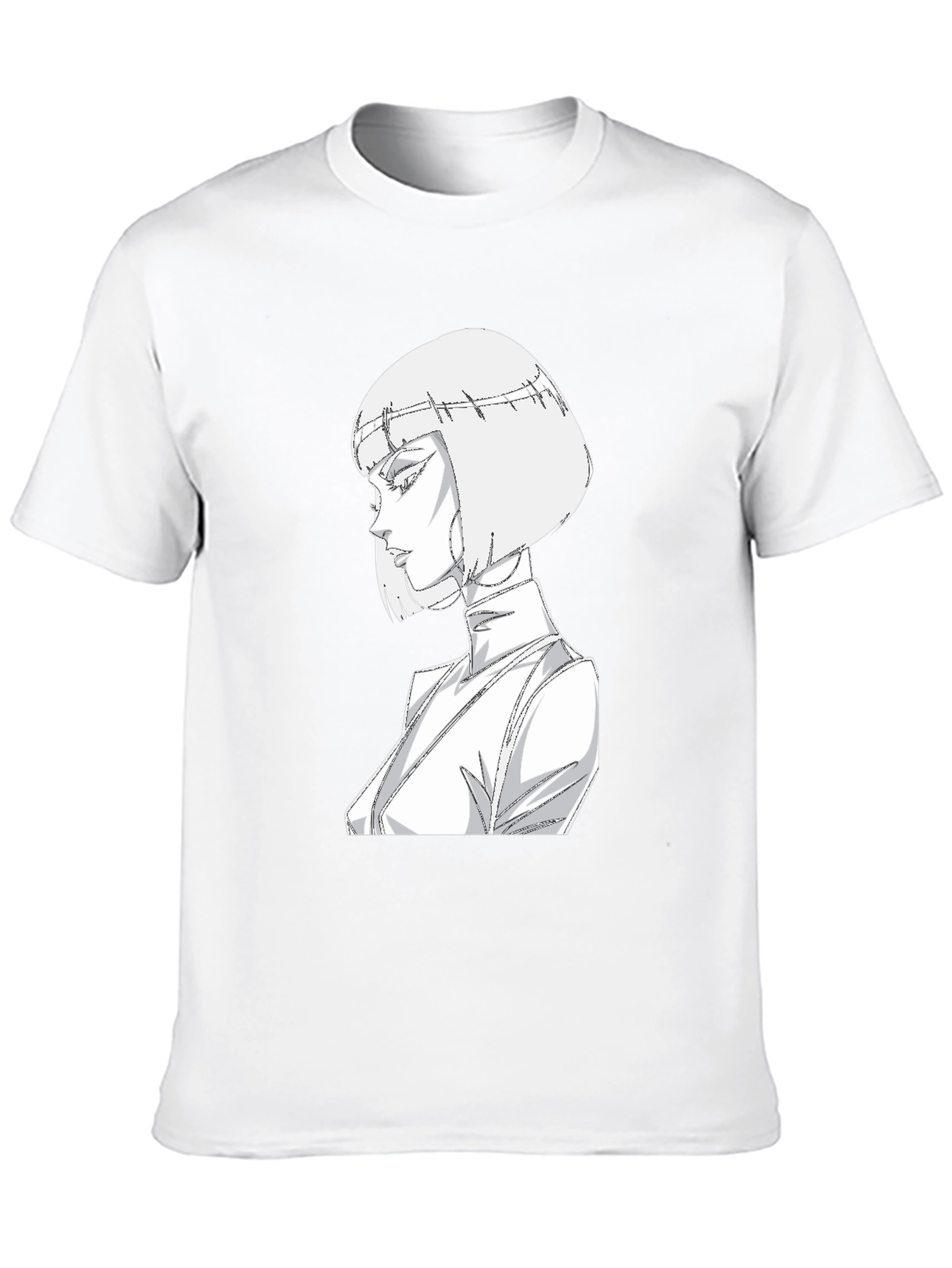 Abstract Anime Girl Graphic Tee - Black