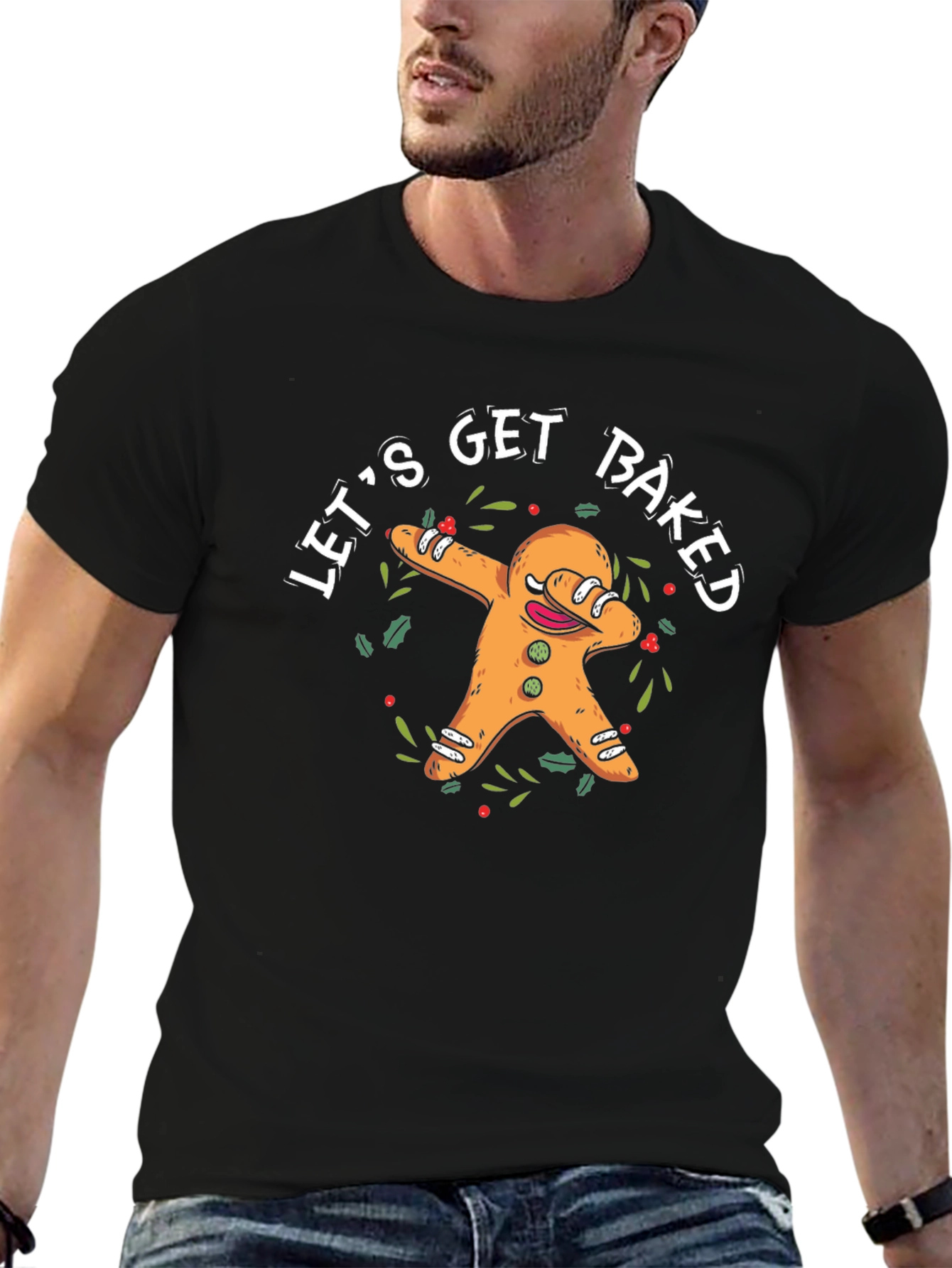 Lets Get Baked T-Shirt Funny Gingerbread Man Dab Tee