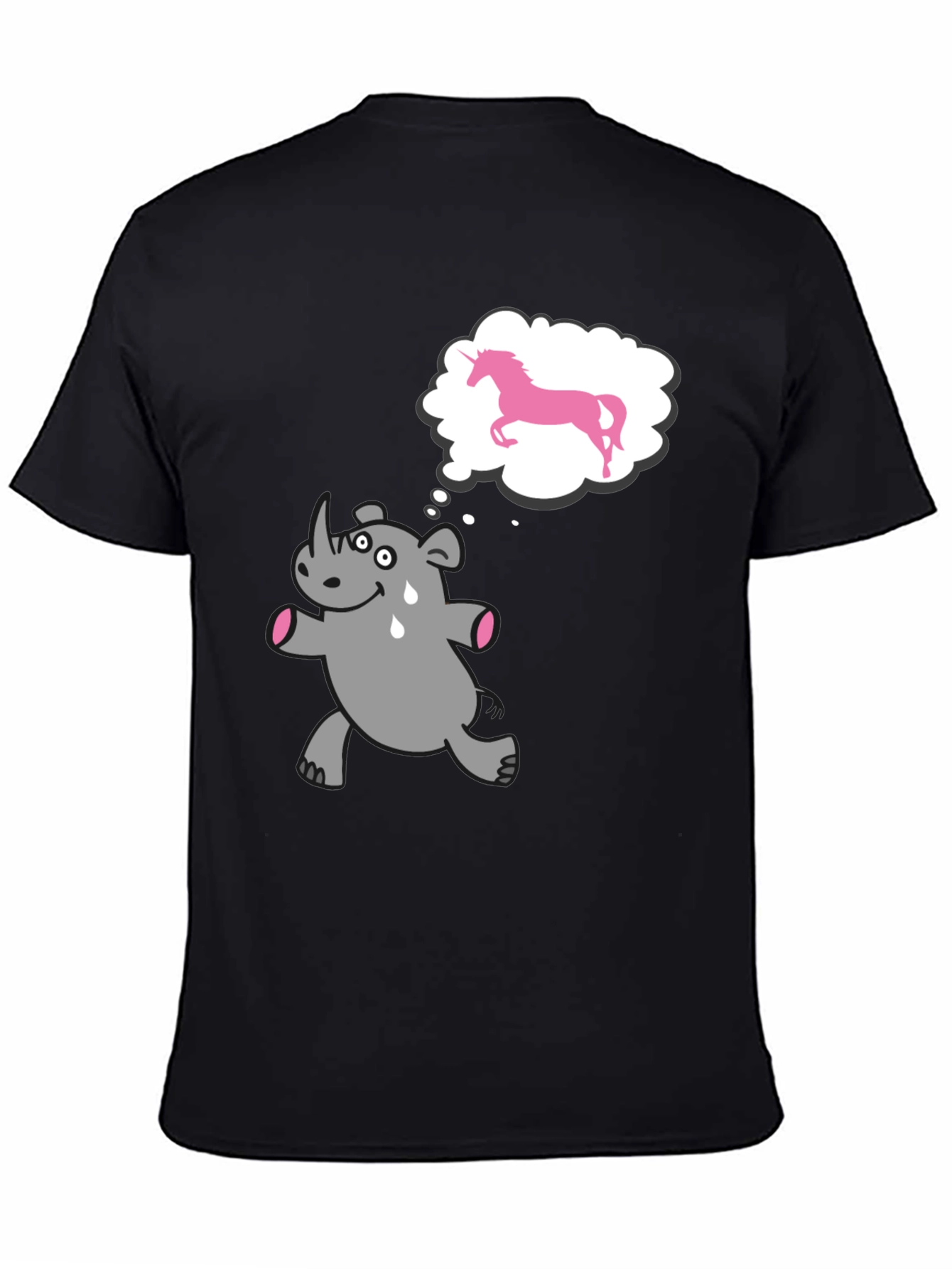 Funny Rhino Unicorn Dream Black T-Shirt