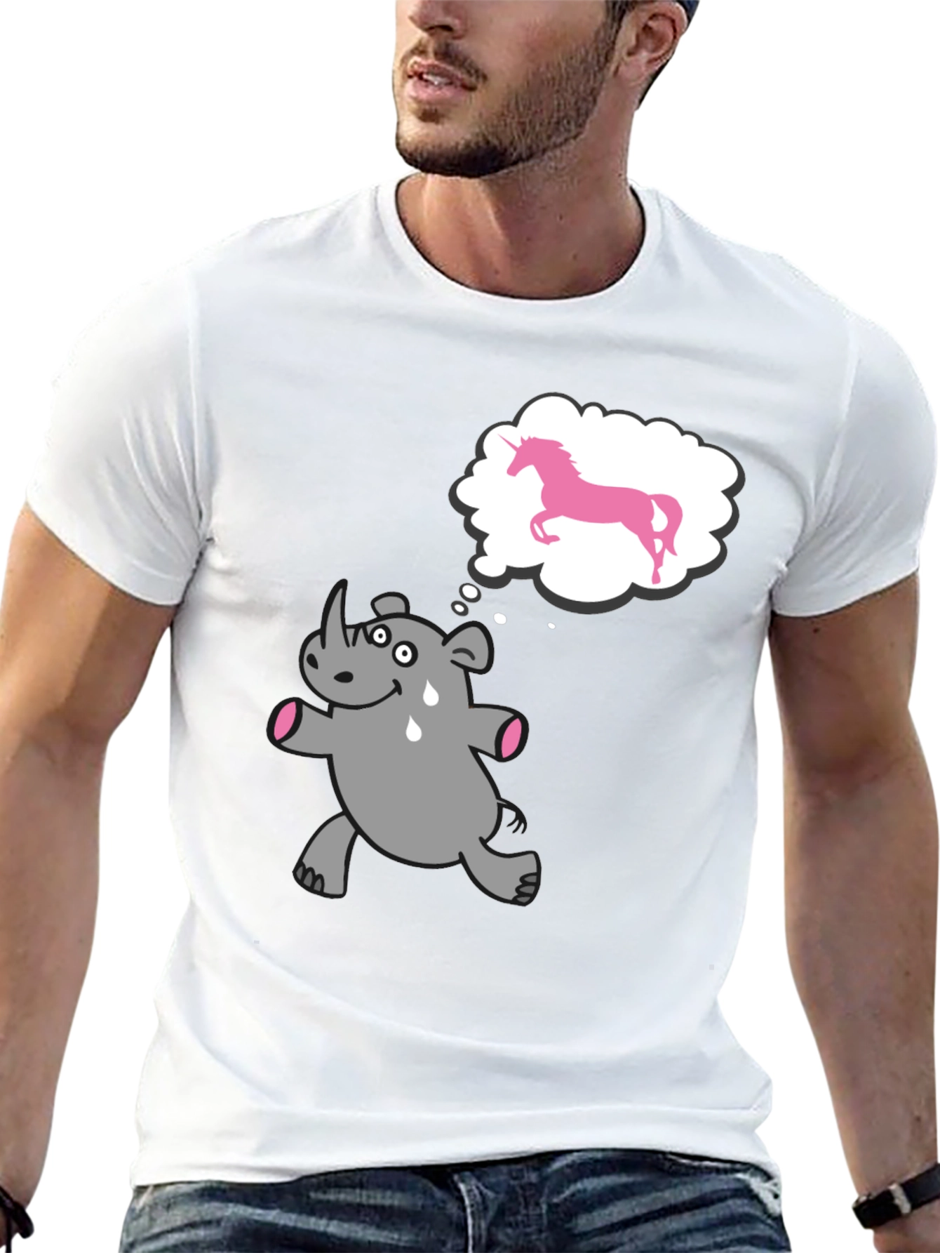 Funny Rhino Unicorn Dream Black T-Shirt