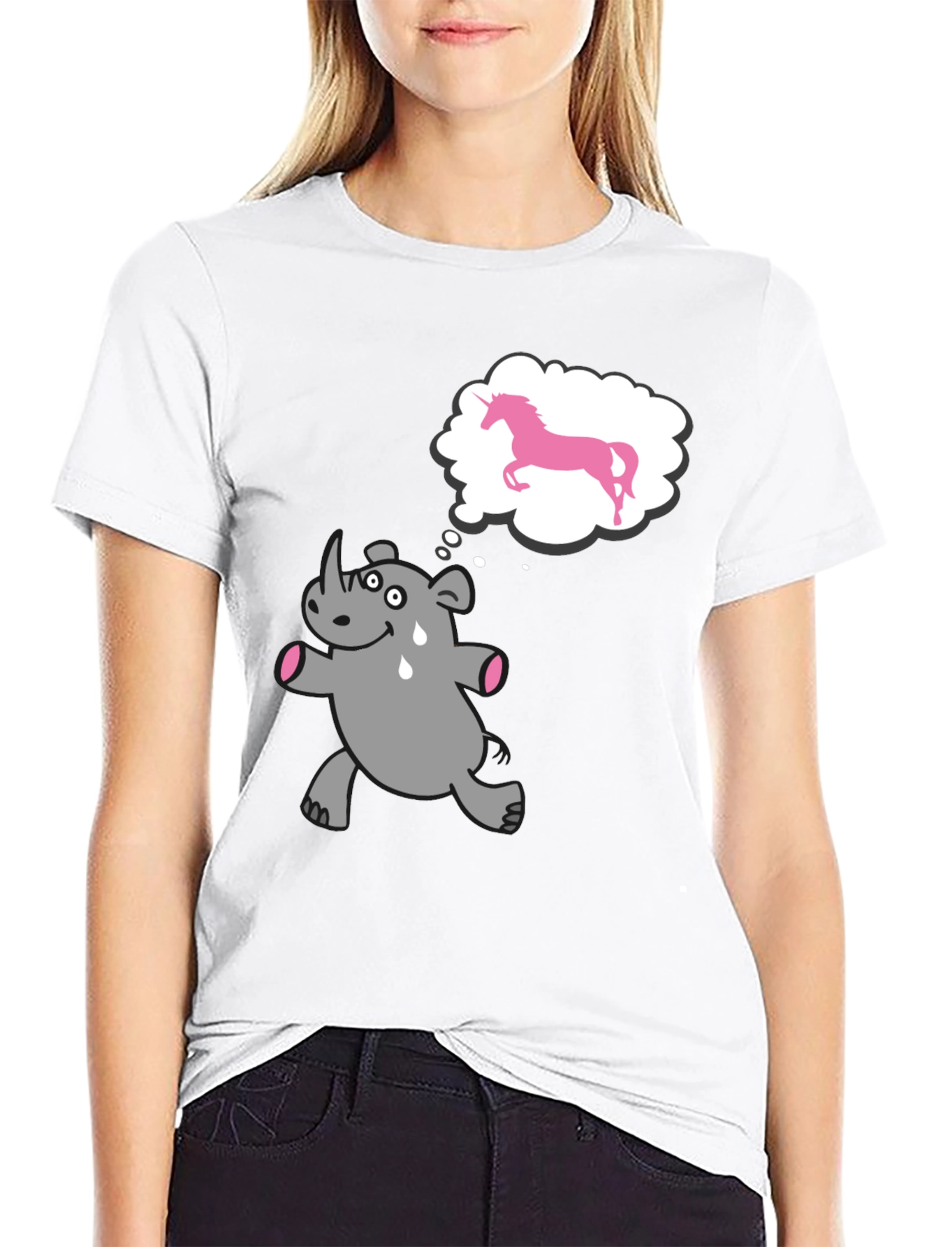Funny Rhino Unicorn Dream Black T-Shirt