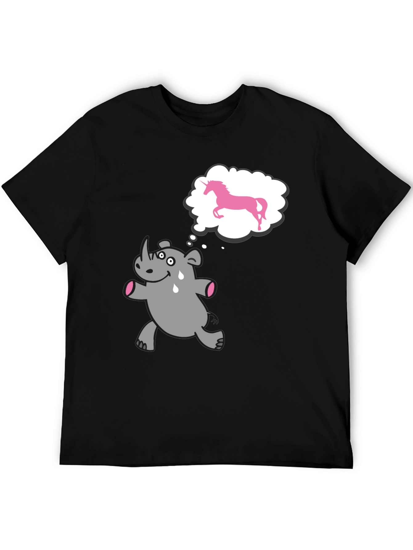 Funny Rhino Unicorn Dream Black T-Shirt