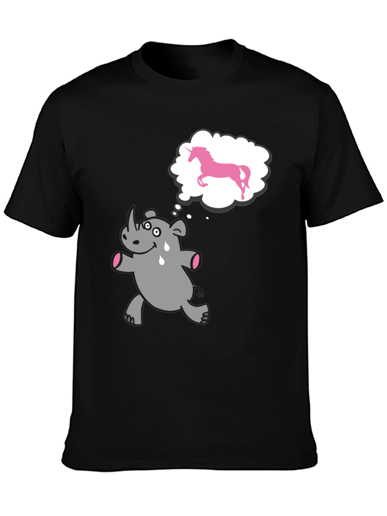 Funny Rhino Unicorn Dream Black T-Shirt