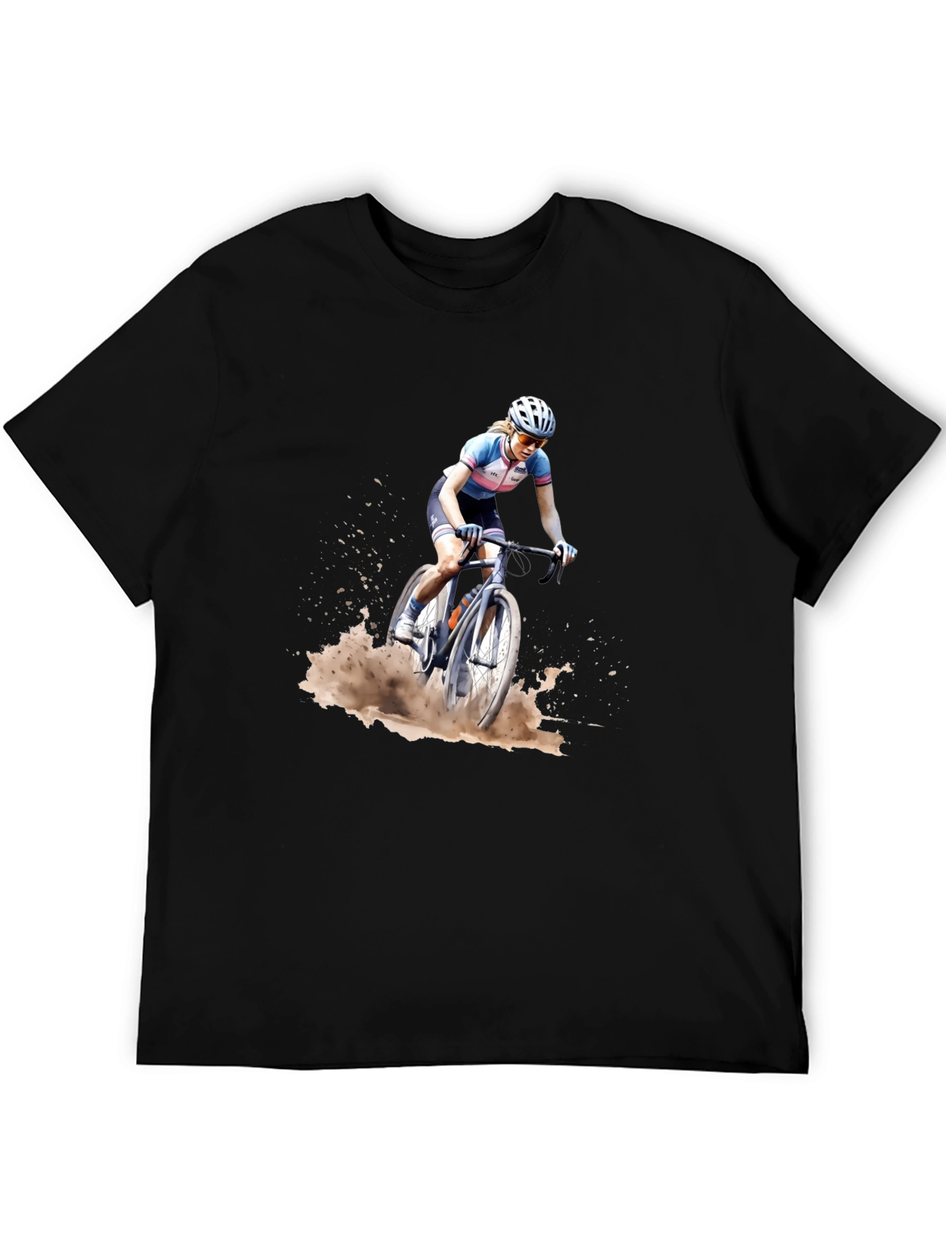 Cyclocross Rider Graphic Tee - Black Cotton Blend Shirt