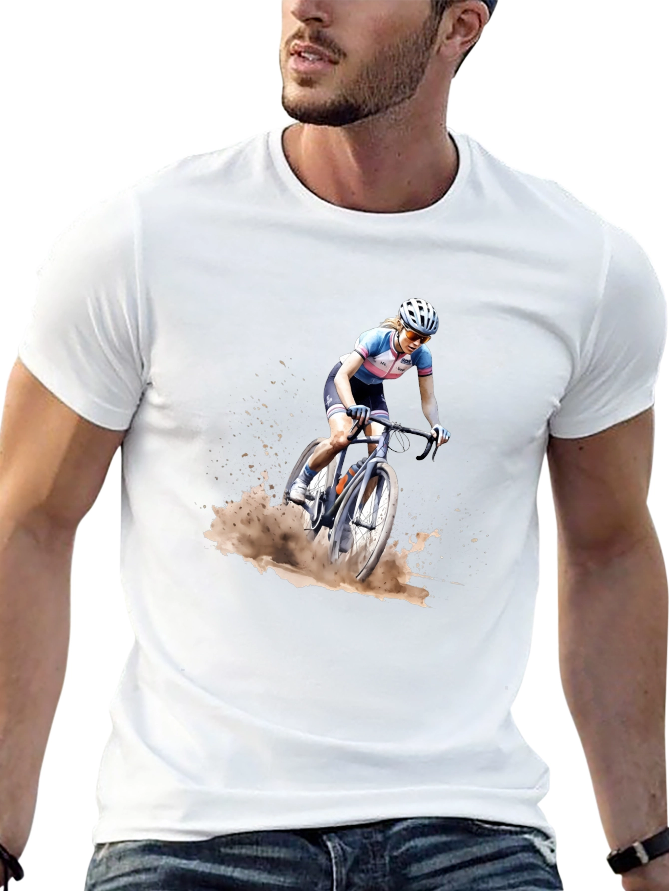 Cyclocross Rider Graphic Tee - Black Cotton Blend Shirt