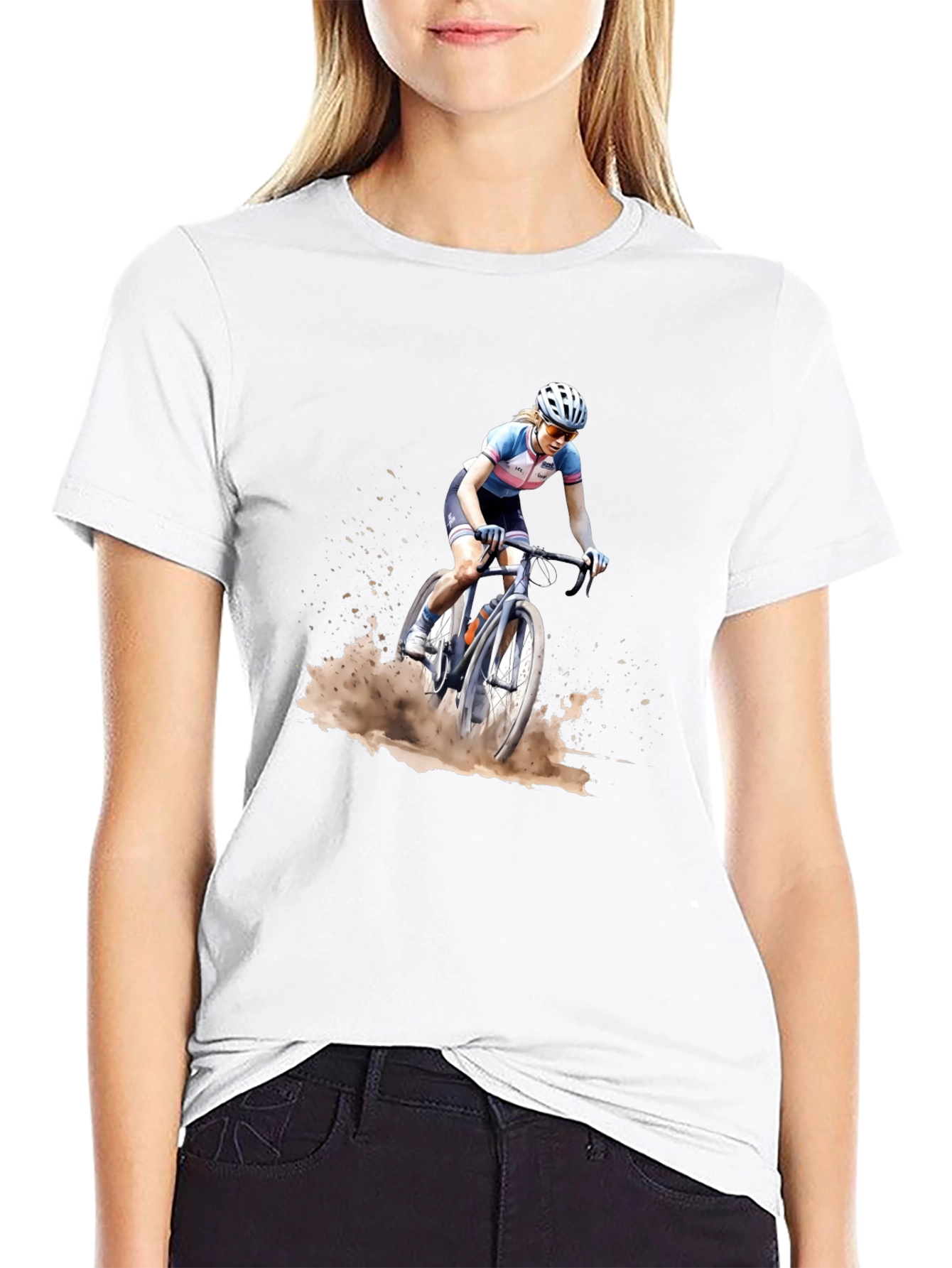 Cyclocross Rider Graphic Tee - Black Cotton Blend Shirt