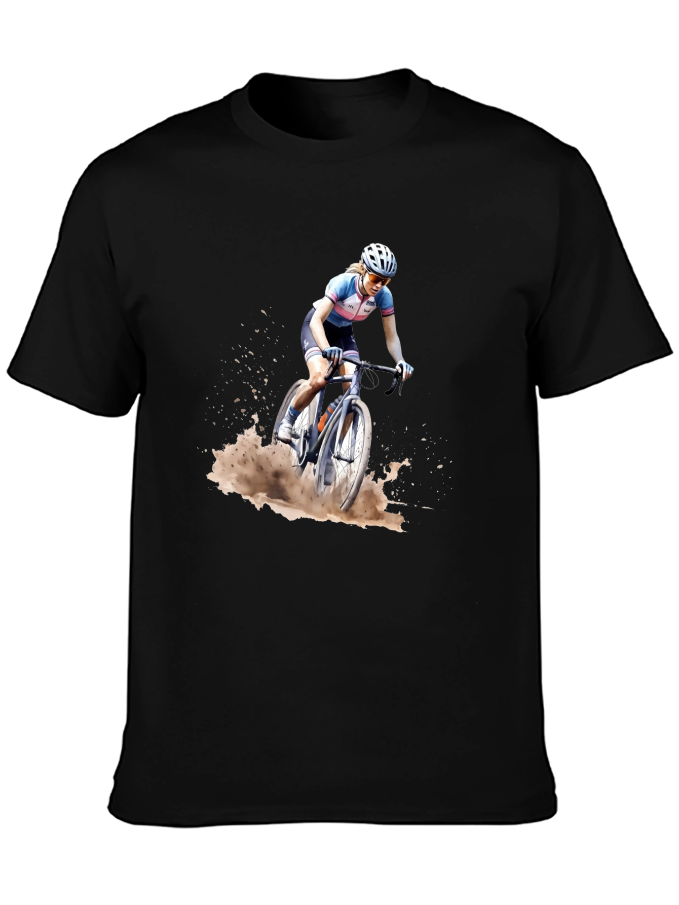 Cyclocross Rider Graphic Tee - Black Cotton Blend Shirt