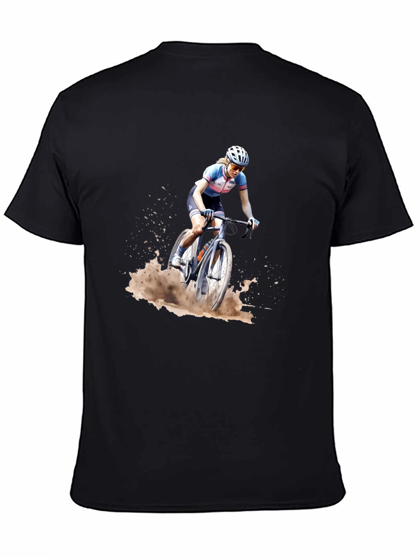 Cyclocross Rider Graphic Tee - Black Cotton Blend Shirt