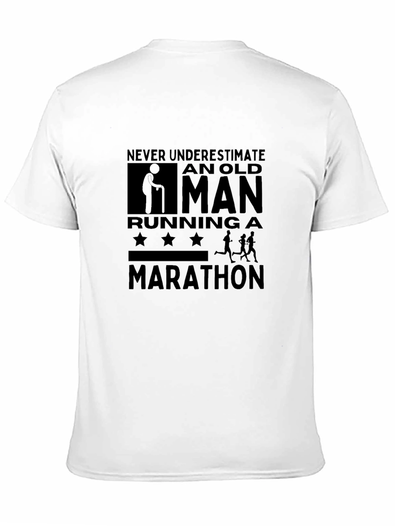 Old Man Marathon Running Graphic Tee - Black