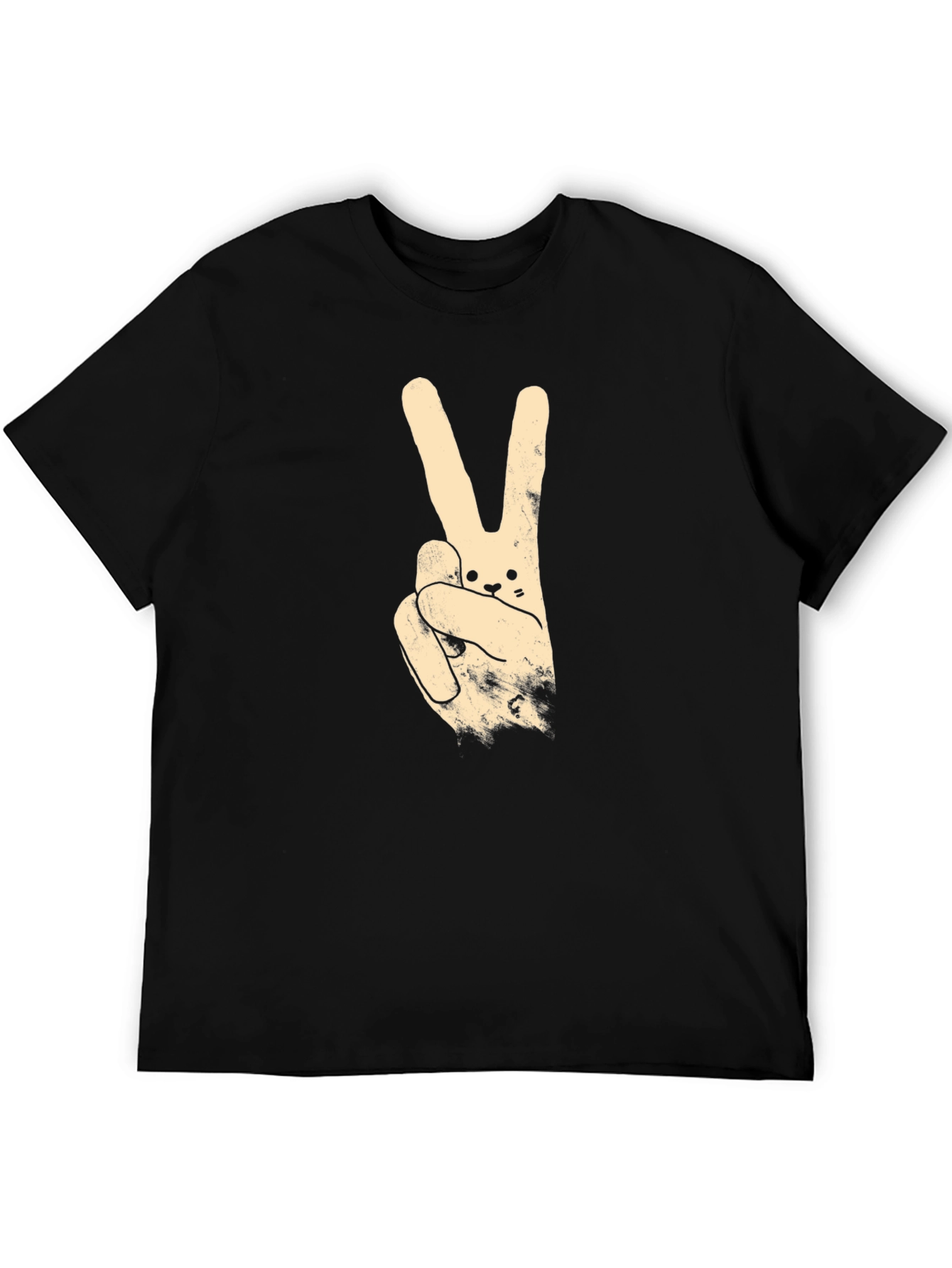 Peace Sign Bunny Graphic Tee - Black