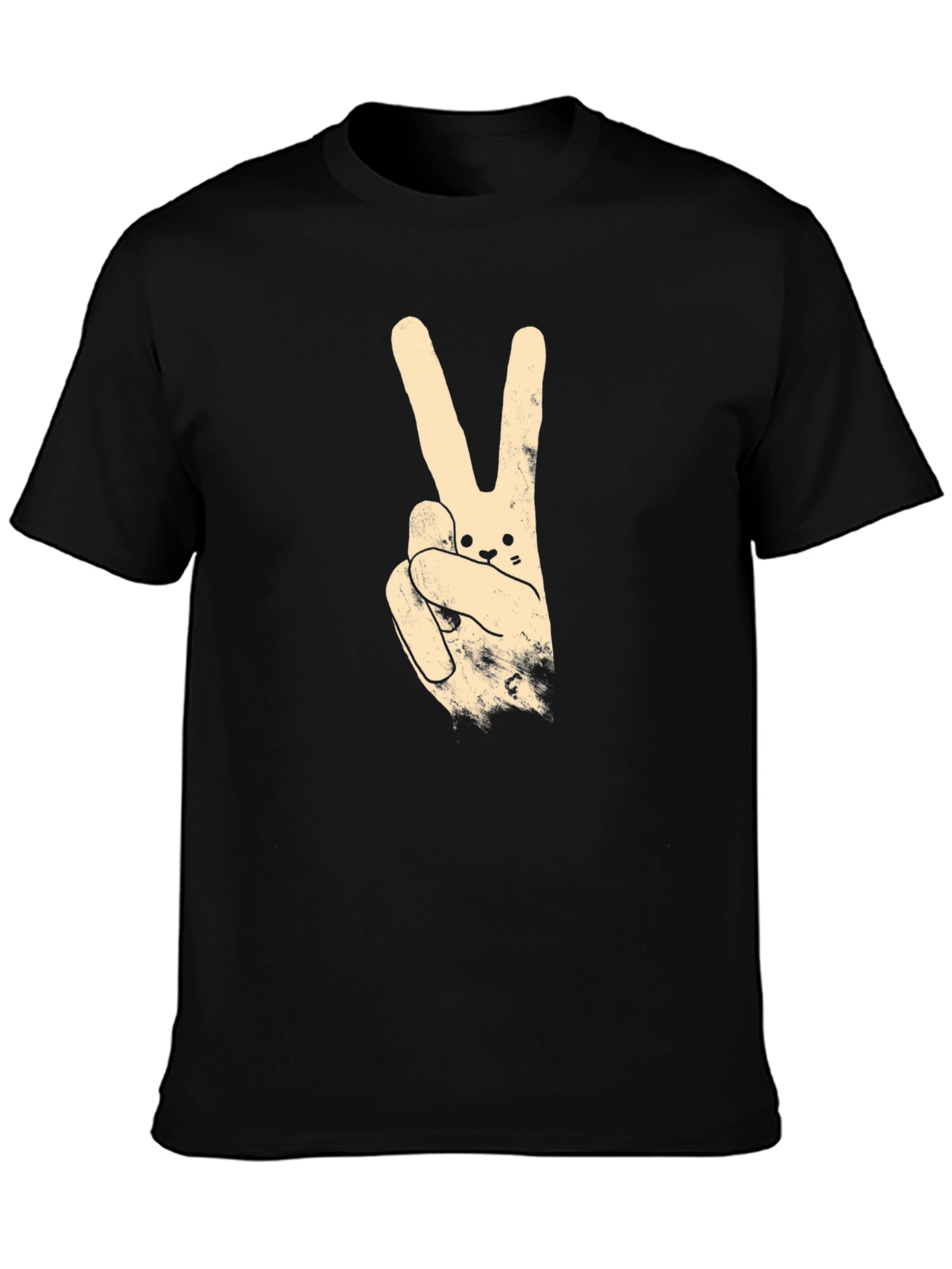 Peace Sign Bunny Graphic Tee - Black