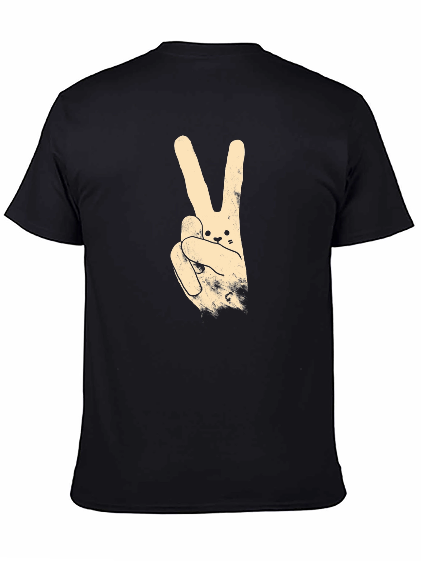 Peace Sign Bunny Graphic Tee - Black