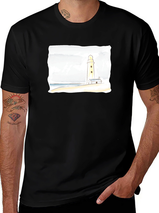 Watercolor Lighthouse T-Shirt - Coastal Graphic Tee