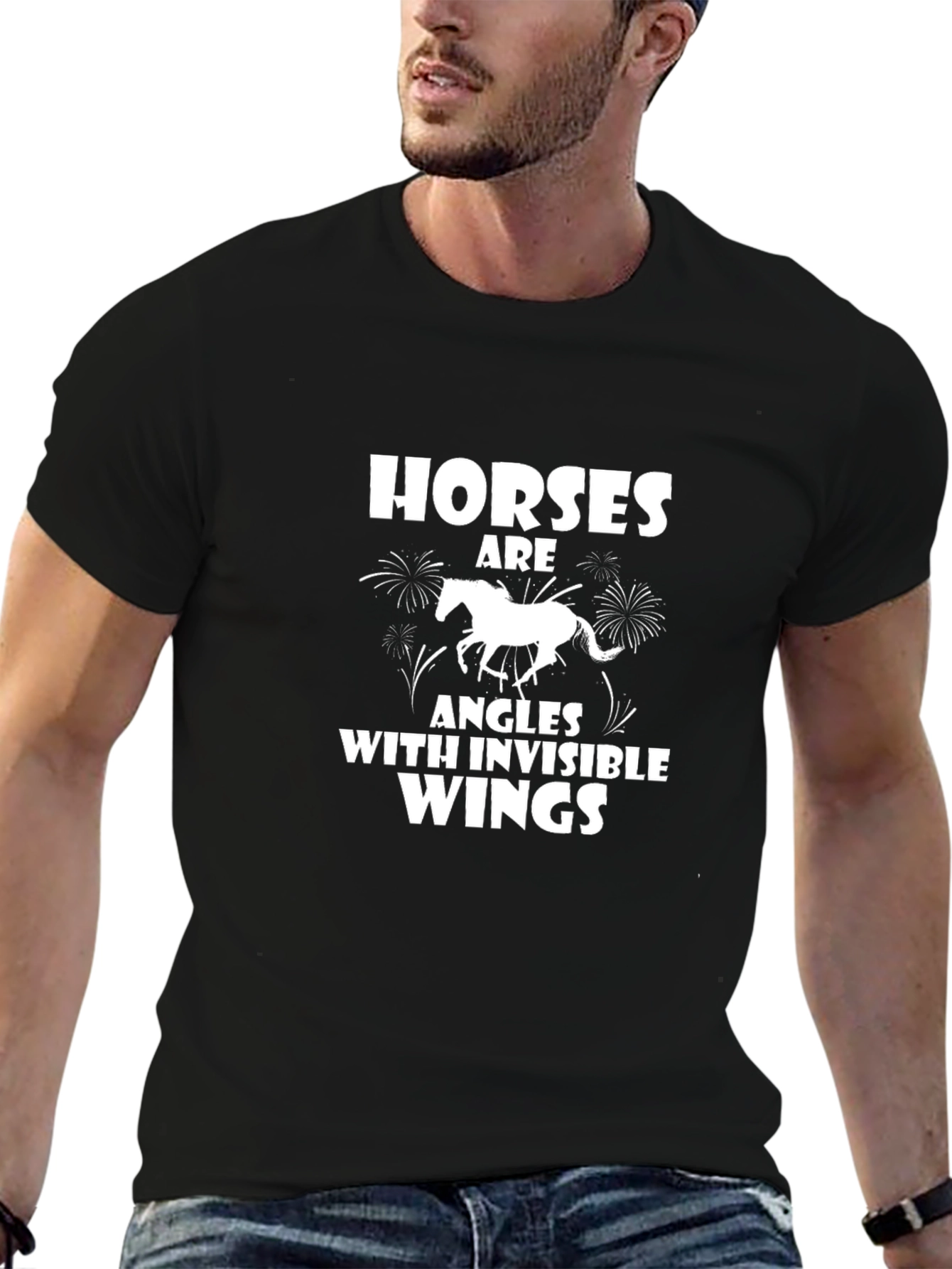 Horses Are Angles With Invisible Wings Black T-Shirt