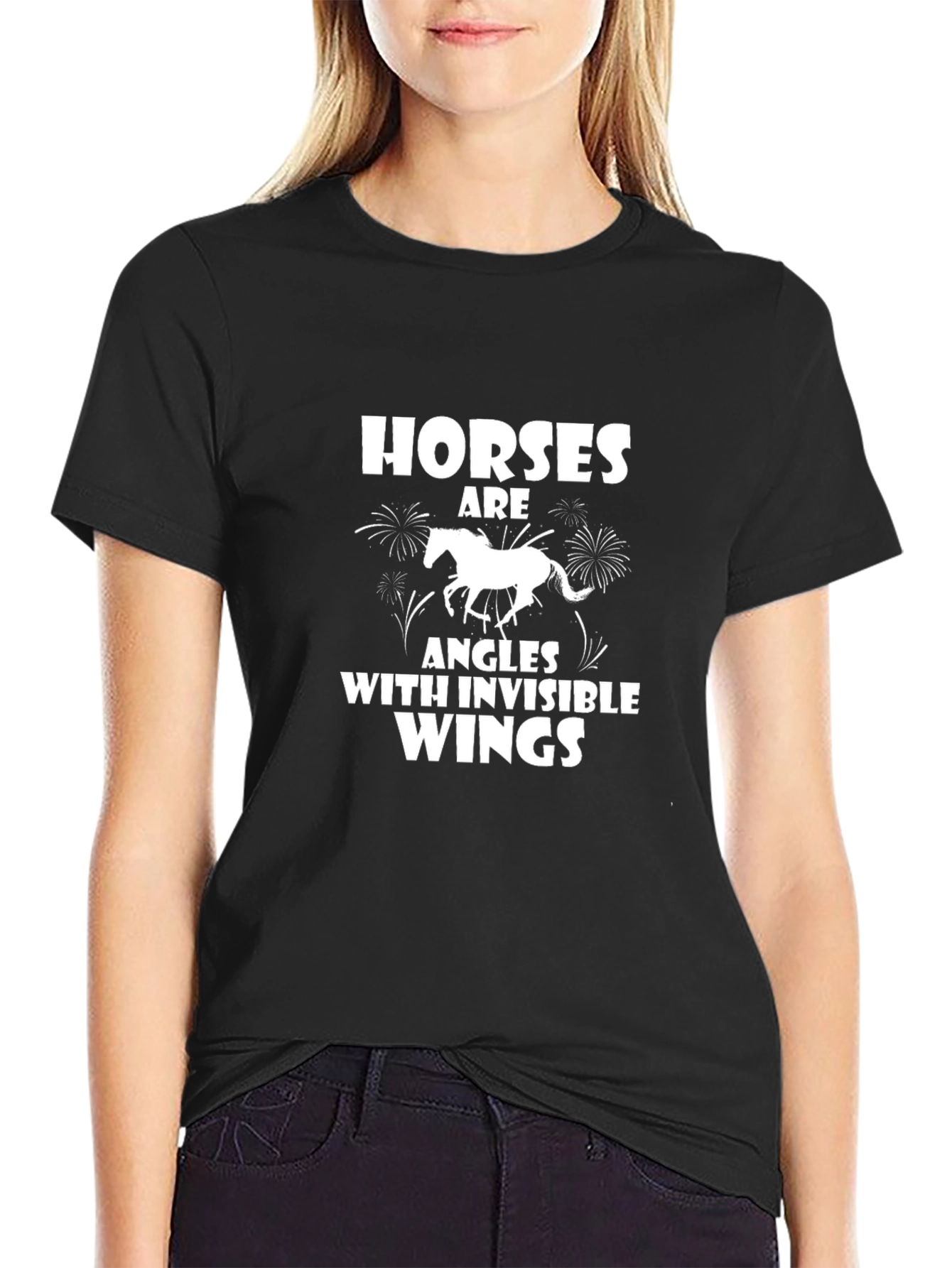 Horses Are Angles With Invisible Wings Black T-Shirt