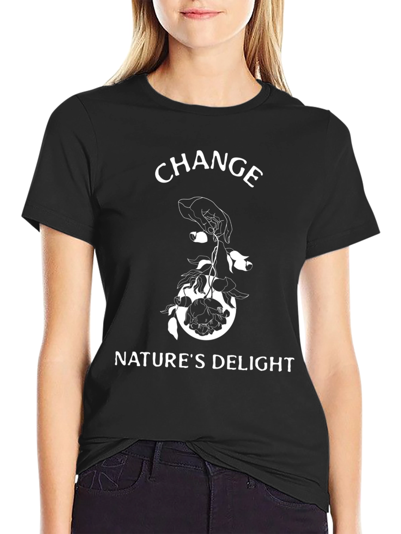 Change Natures Delight Black Graphic T-Shirt
