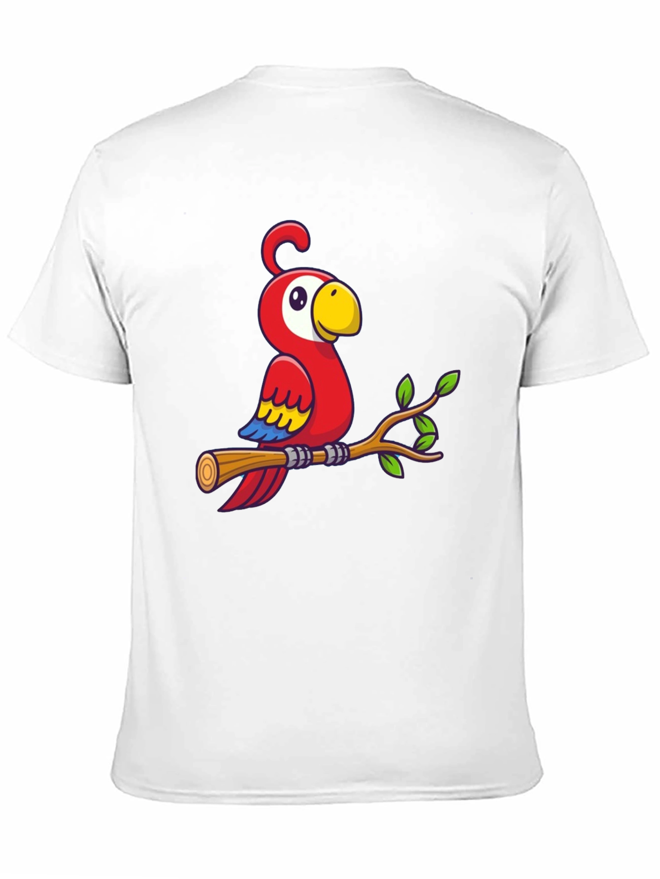 Cartoon Parrot on Branch Graphic T-Shirt
