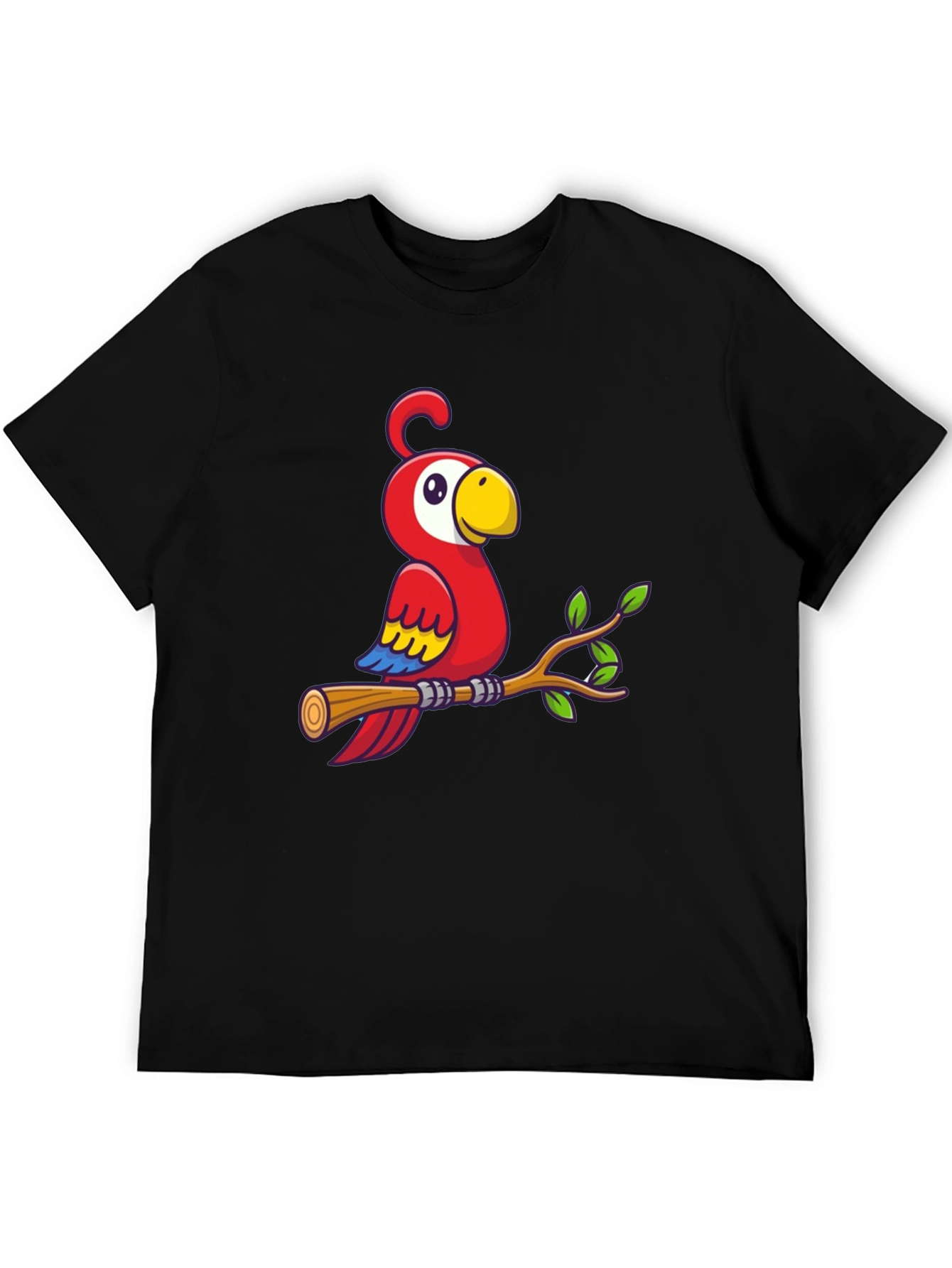 Cartoon Parrot on Branch Graphic T-Shirt