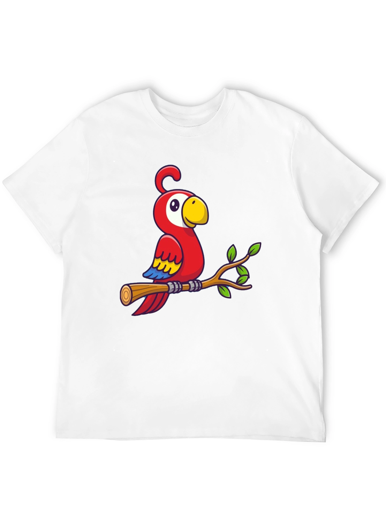 Cartoon Parrot on Branch Graphic T-Shirt