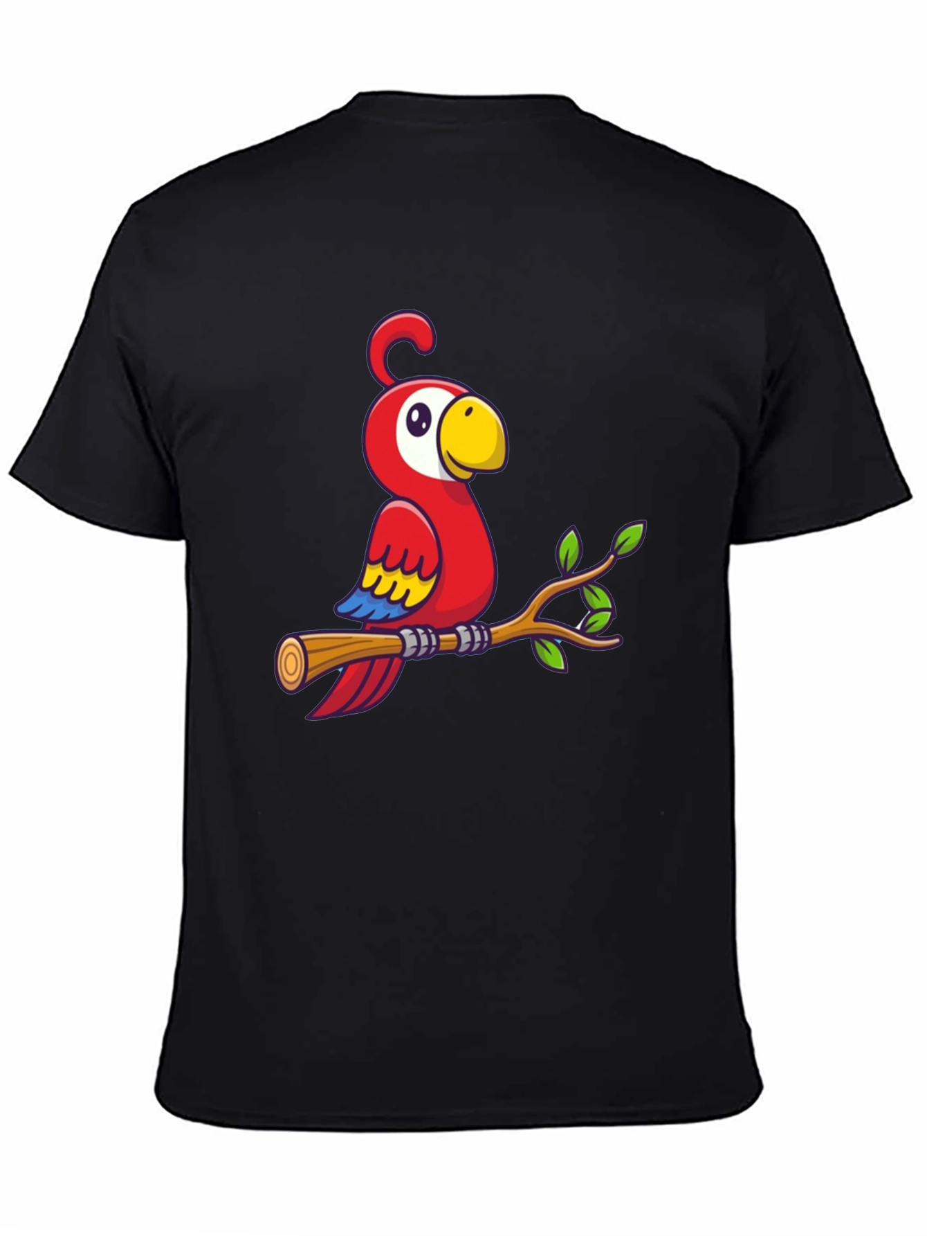 Cartoon Parrot on Branch Graphic T-Shirt