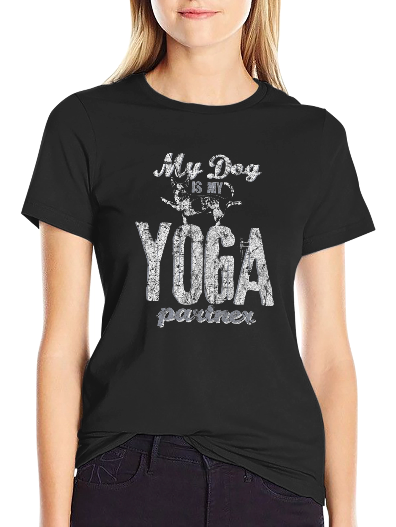 My Dog is My Yoga Partner Black T-Shirt