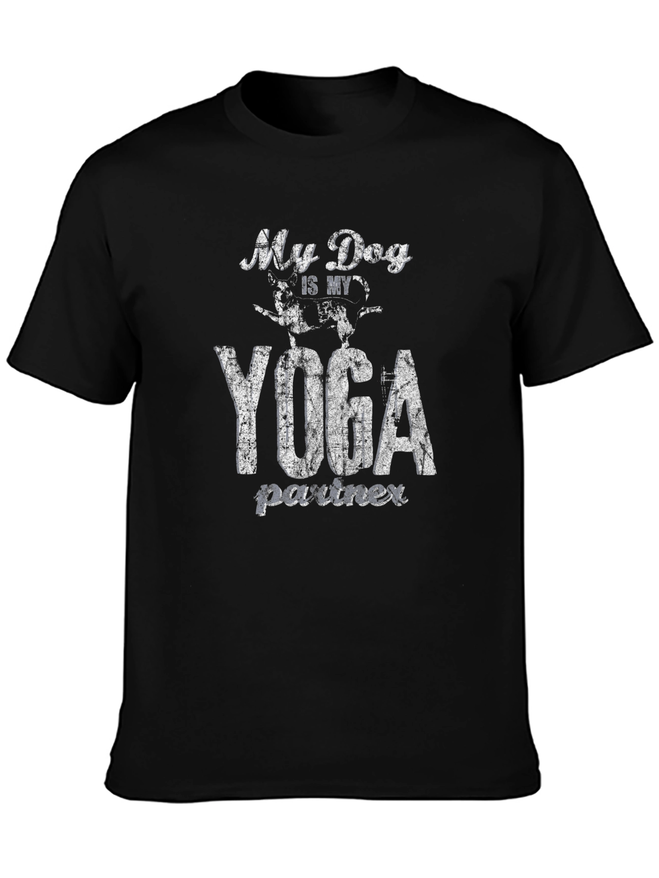 My Dog is My Yoga Partner Black T-Shirt