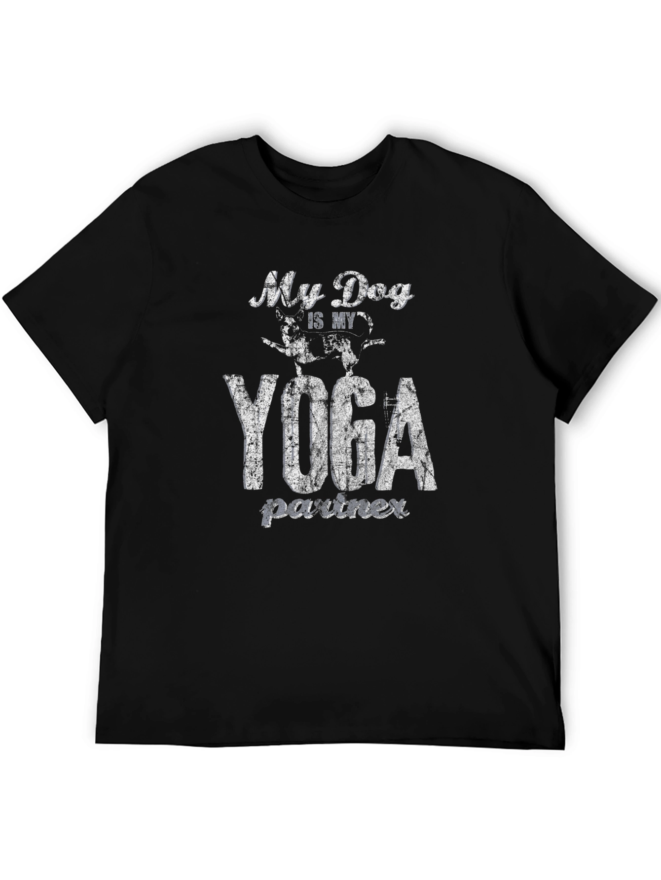My Dog is My Yoga Partner Black T-Shirt
