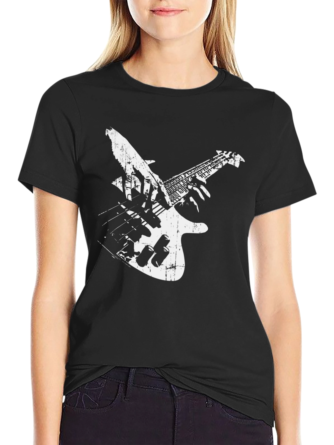 Black Guitar Graphic T-Shirt