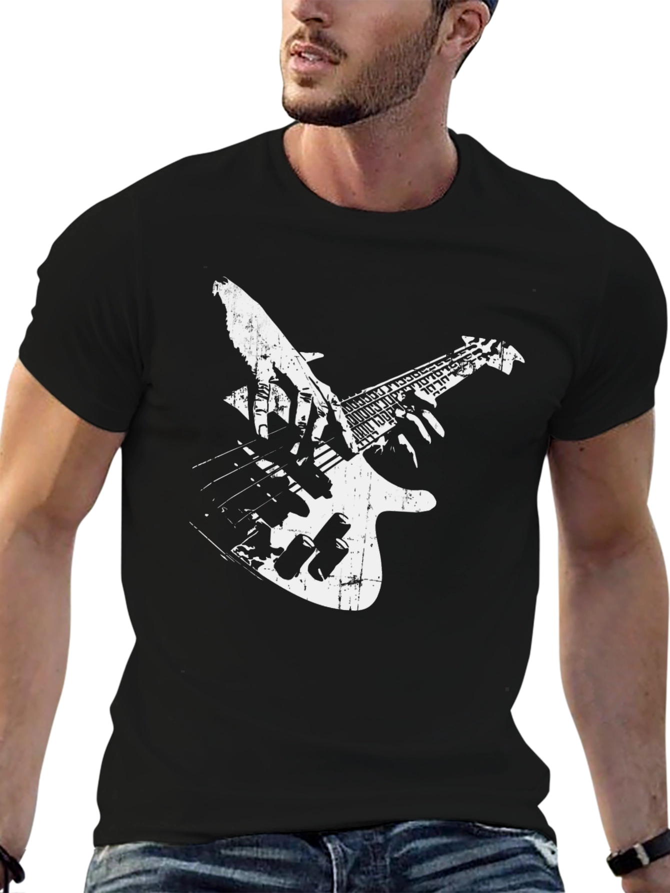 Black Guitar Graphic T-Shirt