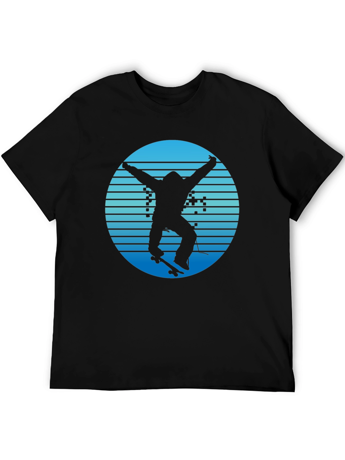 Retro Skateboarder Graphic Tee - Cool Blue Design